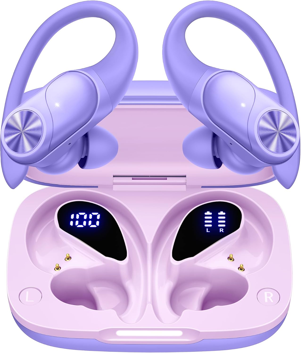 AUDÍFONOS BLUETOOTH POCBUDS TRUE WIRELESS MORADO 80HRS BATERÍA IPX7 - 1