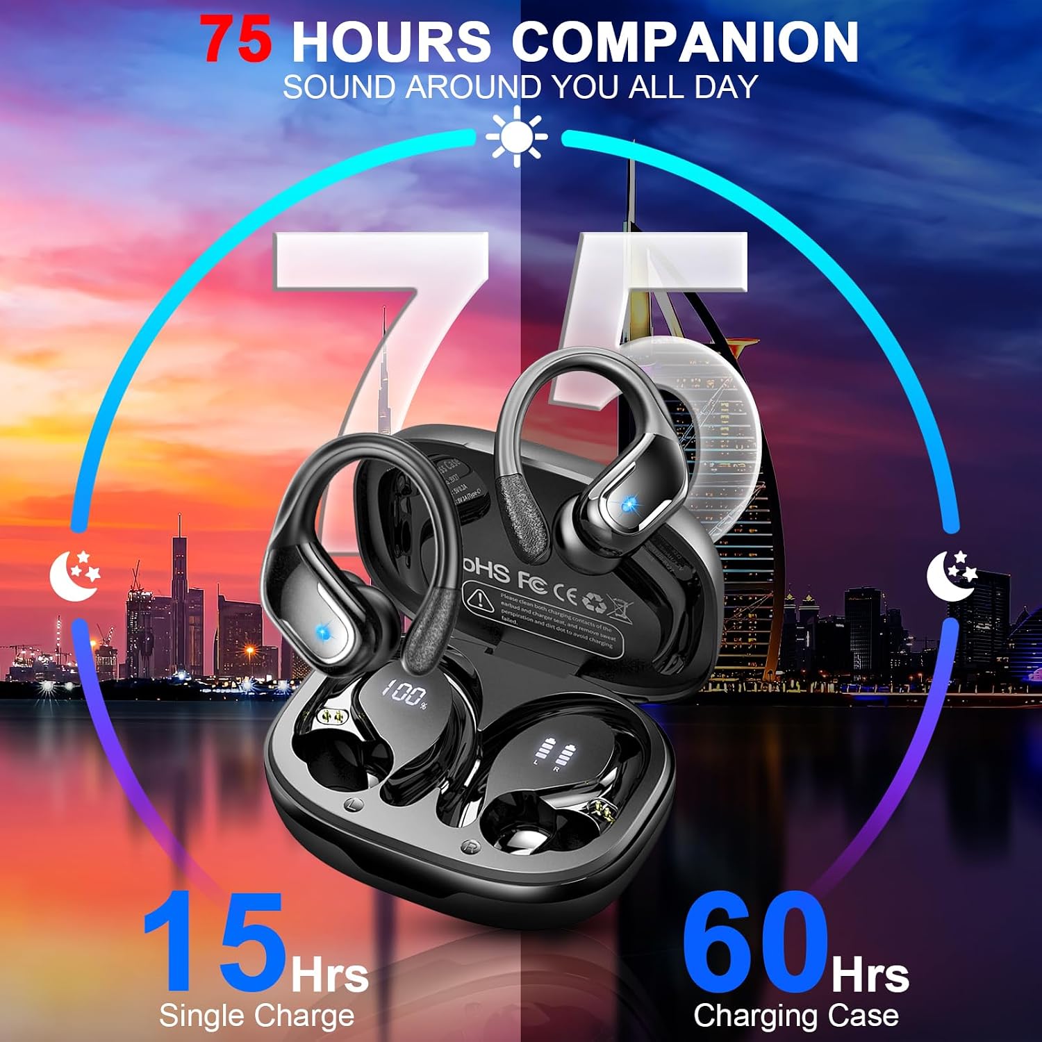 AUDÍFONOS INALÁMBRICOS LTINIST BLUETOOTH 5.4 IPX7 CON CANCELACIÓN DE RUIDO Y GANCHO PARA DEPORTE - 2