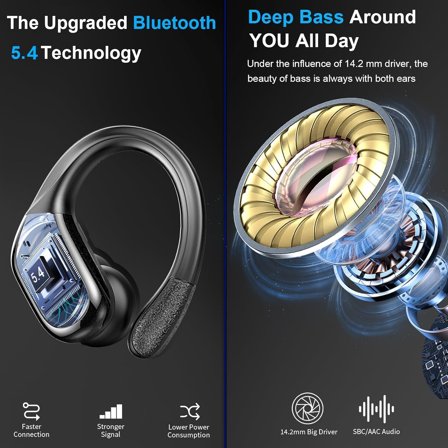AUDÍFONOS INALÁMBRICOS LTINIST BLUETOOTH 5.4 IPX7 CON CANCELACIÓN DE RUIDO Y GANCHO PARA DEPORTE - 3