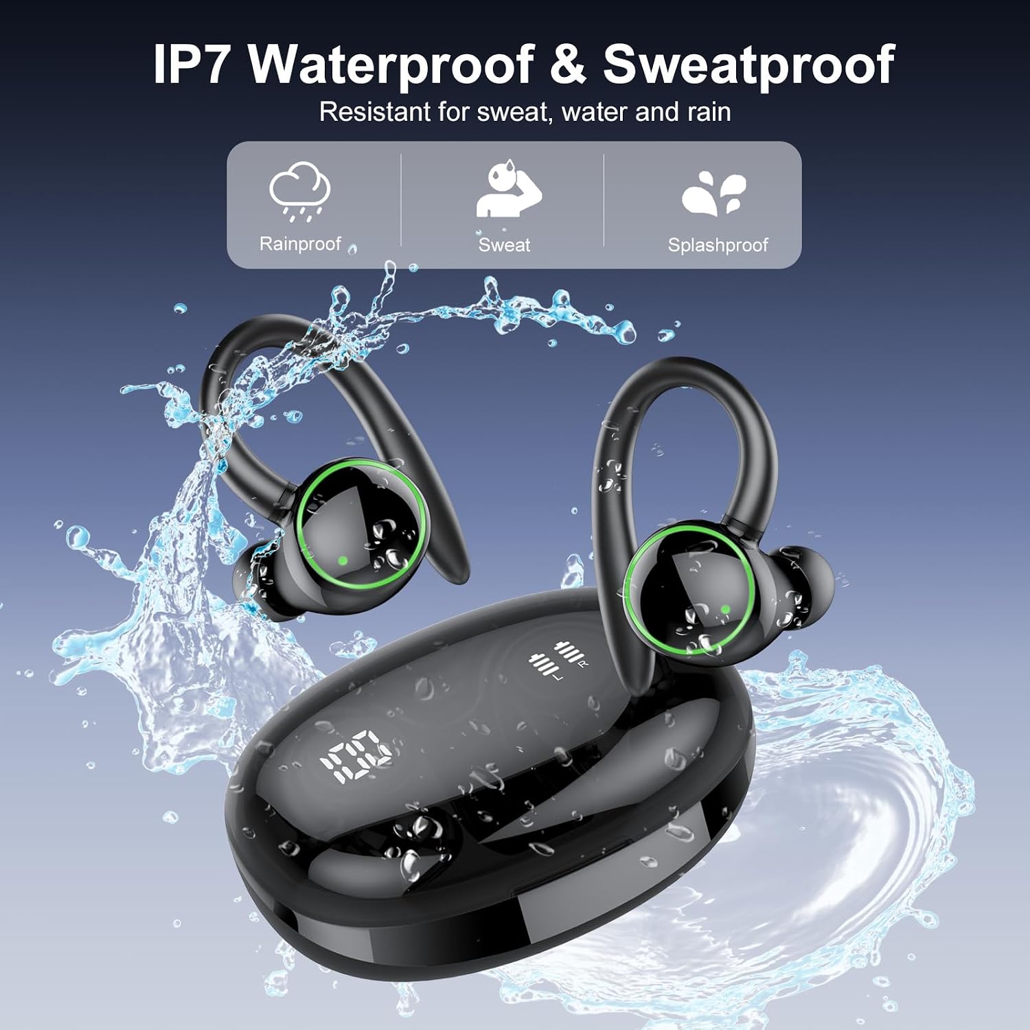 AUDÍFONOS INALÁMBRICOS PEFUPEW BLUETOOTH 5.4 SPORT CON MICRÓFONO ENC Y DISEÑO OVER EAR - 5