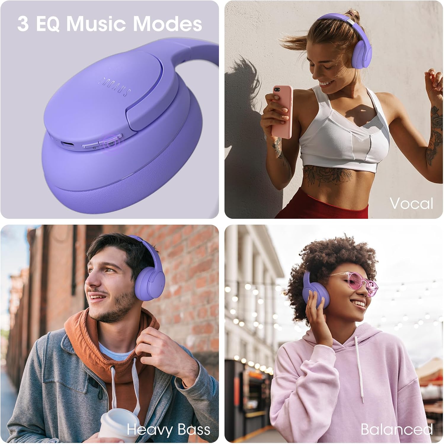 AUDÍFONOS BLUETOOTH OVER EAR DOQAUS CON 90 HORAS DE REPRODUCCIÓN - 4