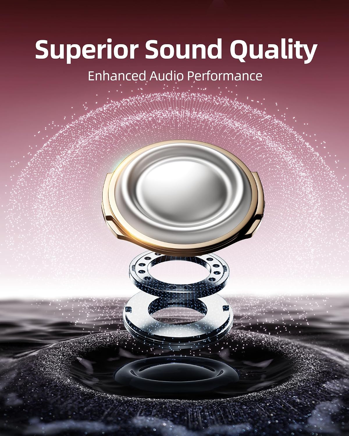 AUDÍFONOS INALÁMBRICOS BMANL T16 BLUETOOTH CON GANCHO Y 80 HORAS DE REPRODUCCIÓN ROSA - 5