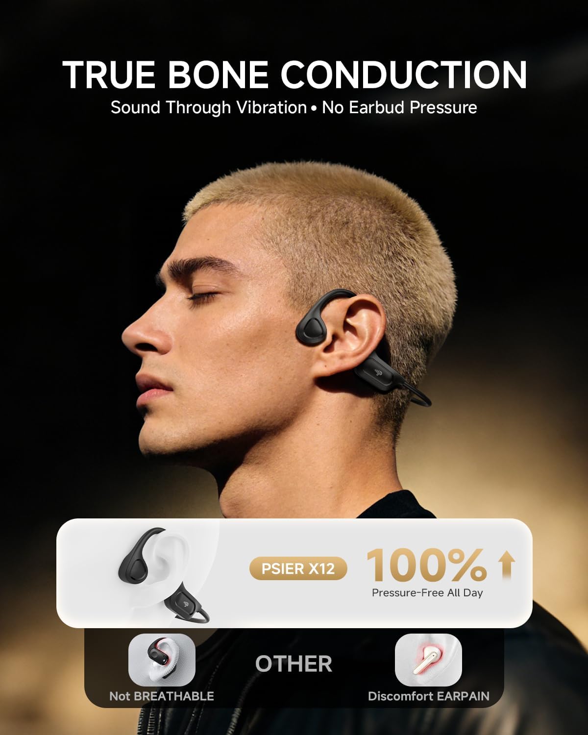 AUDÍFONOS PSIER 2026 BONE CONDUCTION BLUETOOTH ABIERTOS PARA RUNNING - 2