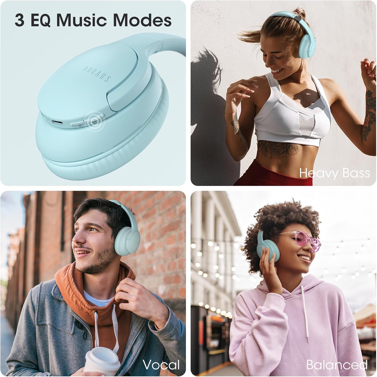 AUDÍFONOS BLUETOOTH DOQAUS OVER EAR CON 90 HORAS DE REPRODUCCIÓN - 5