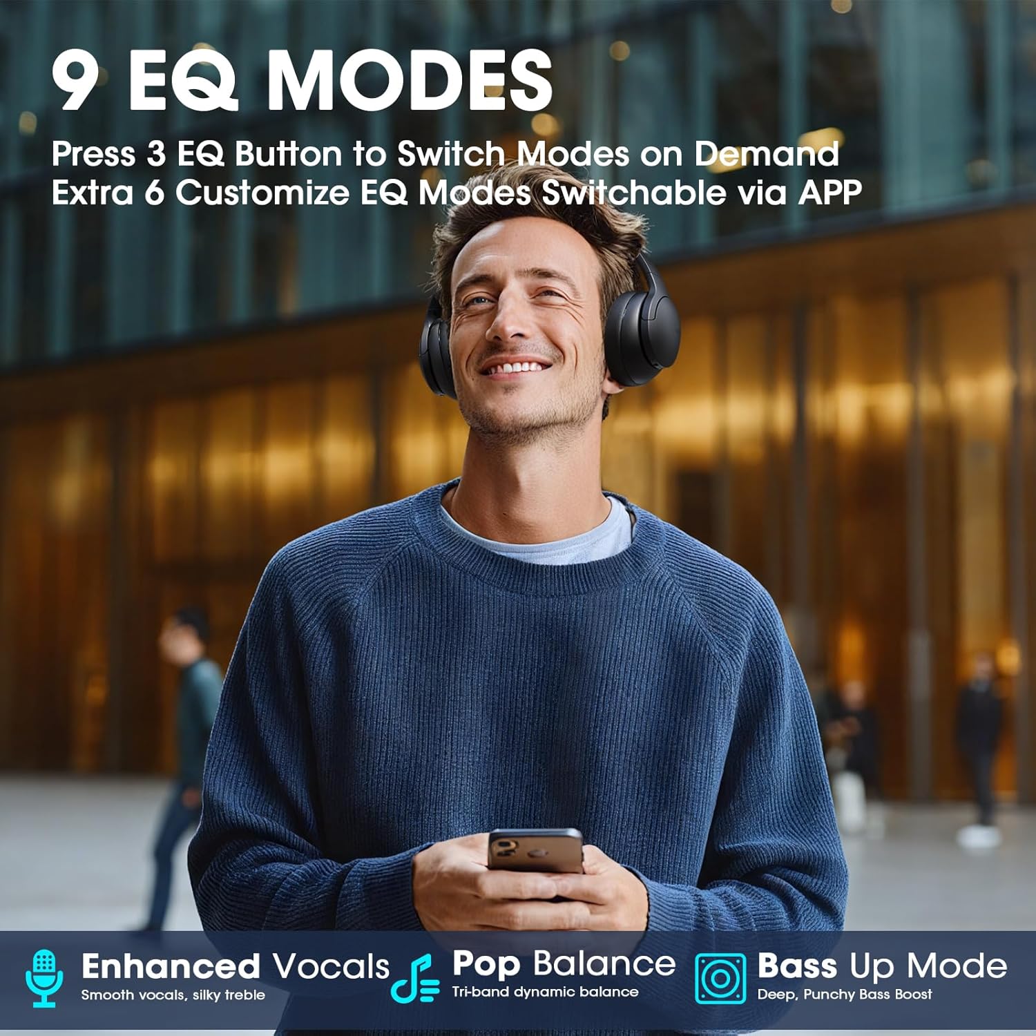 AUDÍFONOS BLUETOOTH DOQAUS OVER EAR INALÁMBRICOS CON 90 HORAS DE REPRODUCCIÓN Y CONTROL POR APP - 5