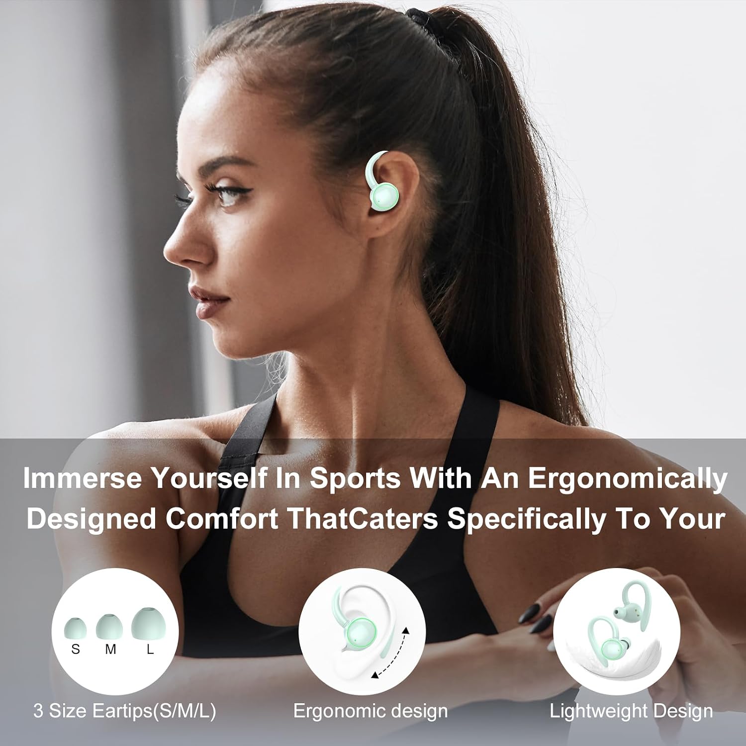AUDÍFONOS INALÁMBRICOS PEFUPEW BLUETOOTH 5.4 SPORT CON MICRÓFONO ENC - 5
