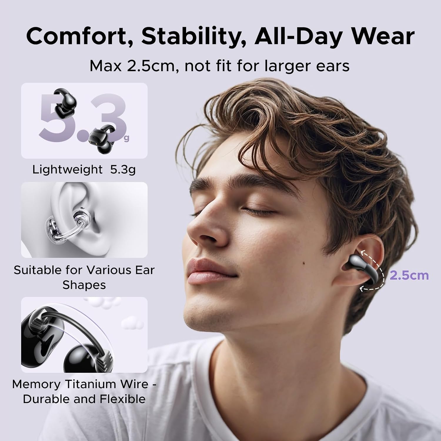 AUDÍFONOS UGREEN HITUNE S3 OPEN EAR BLUETOOTH 5.4 NEGRO - 2