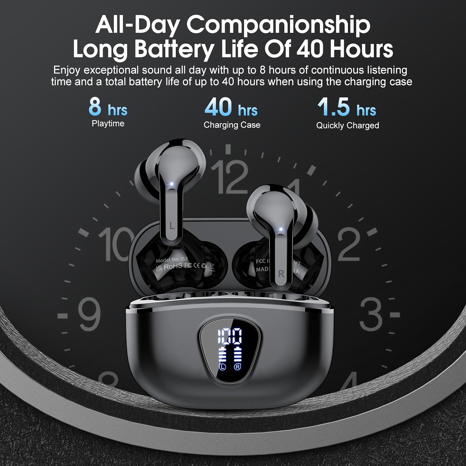 AUDÍFONOS TRUE WIRELESS BESNOOW BLUETOOTH 5.4 HIFI STEREO - 5
