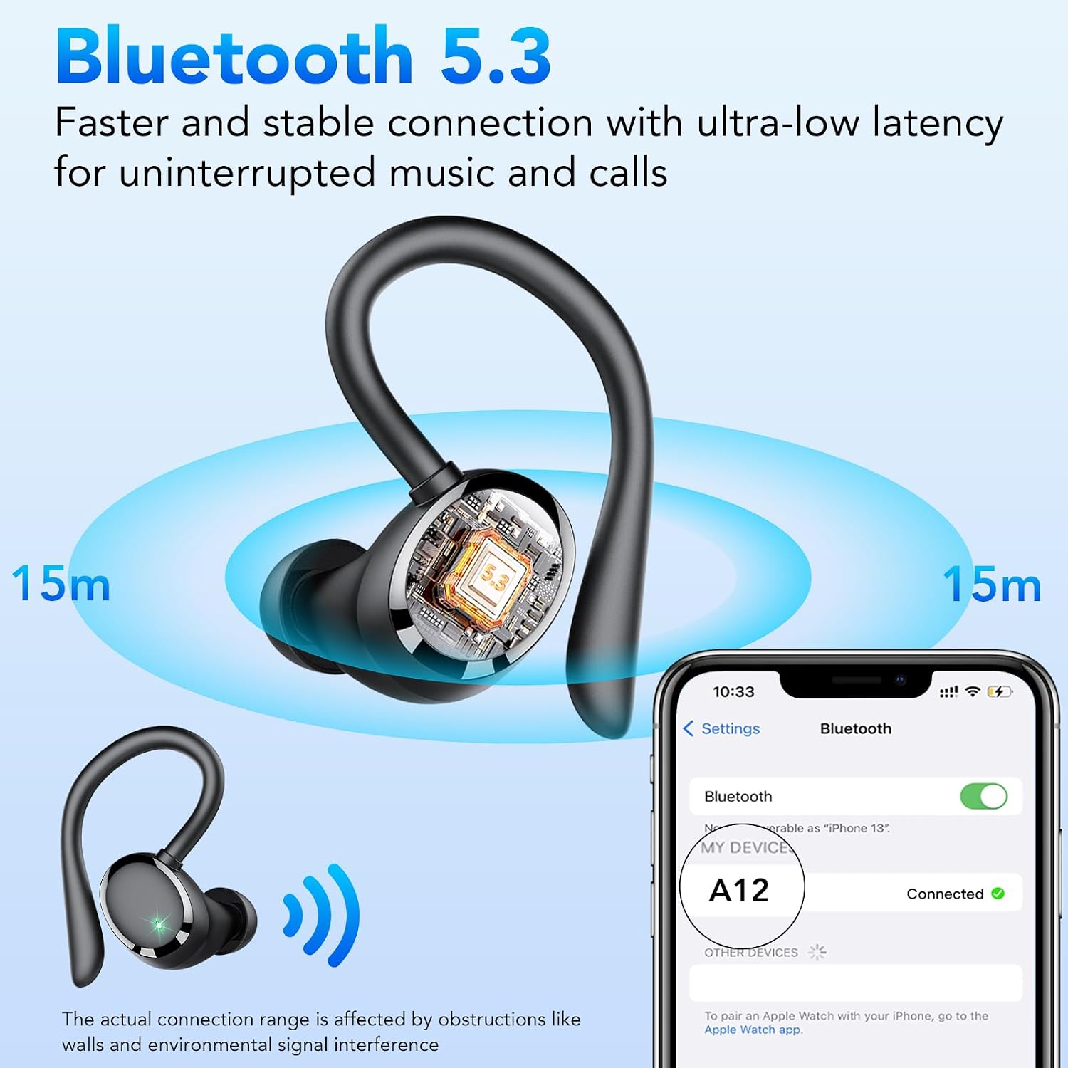 AUDÍFONOS BLUETOOTH KT1 TRUE WIRELESS CON ESTUCHE DE CARGA NEGRO - 5