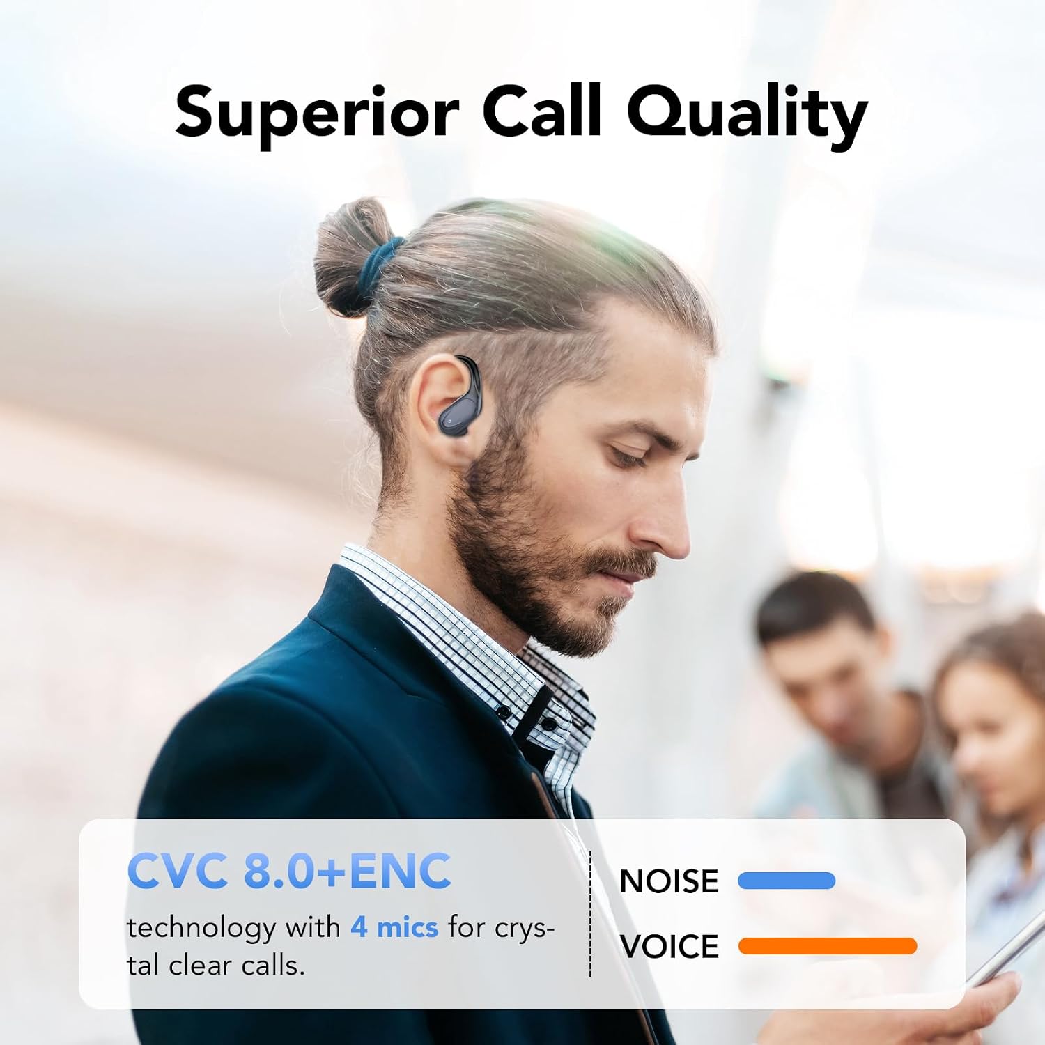AUDÍFONOS INALÁMBRICOS CASCHO BX17 BLUETOOTH 5.3 NEGROS CON GANCHO Y RESISTENCIA IPX7 - 5