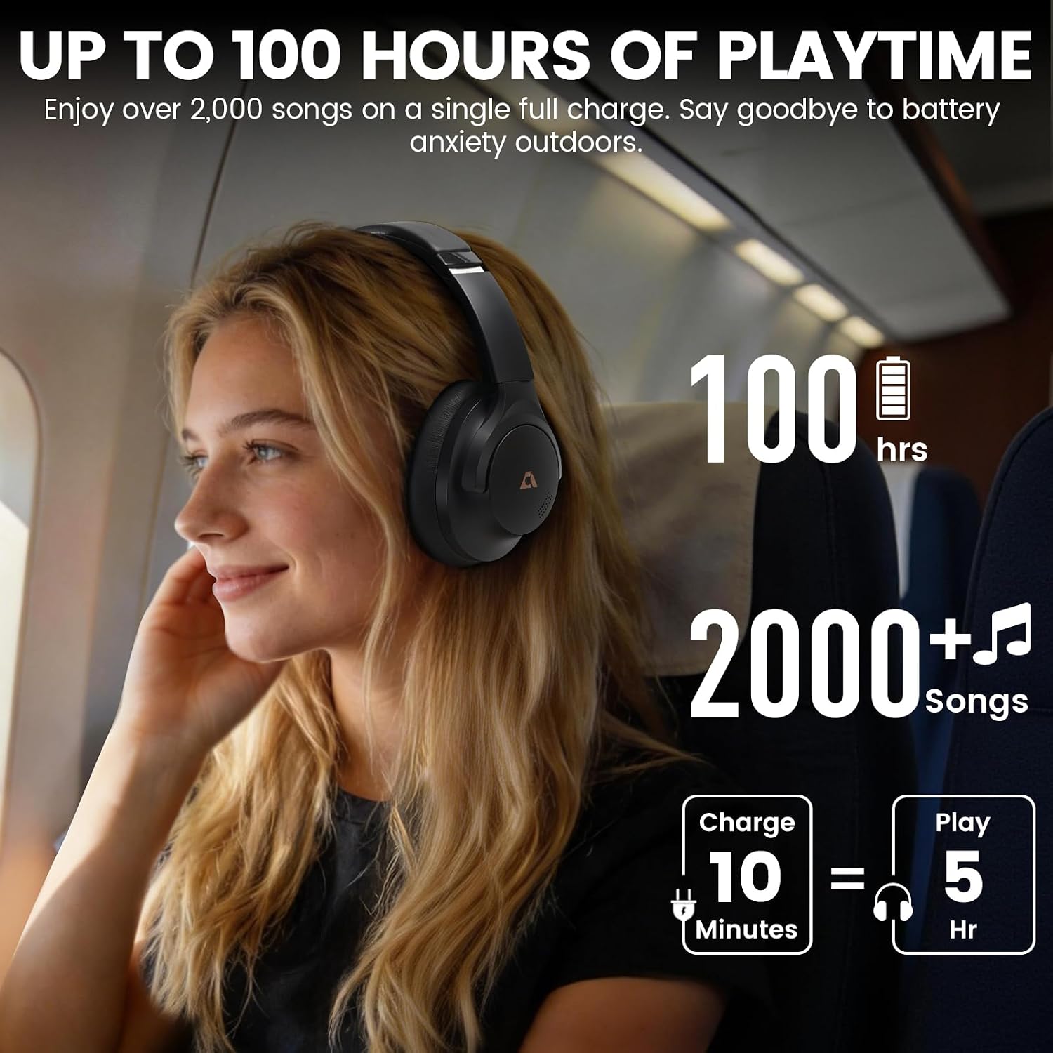 AUDÍFONOS 1MII Y8+ OVER EAR BLUETOOTH 6.0 CON CANCELACIÓN ACTIVA DE RUIDO Y 100 HORAS DE REPRODUCCIÓN NEGRO - 5