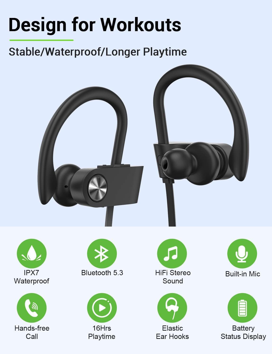 AUDÍFONOS BLUETOOTH STIIVE 5.3 IN-EAR DEPORTIVOS WATERPROOF IPX7 - 2