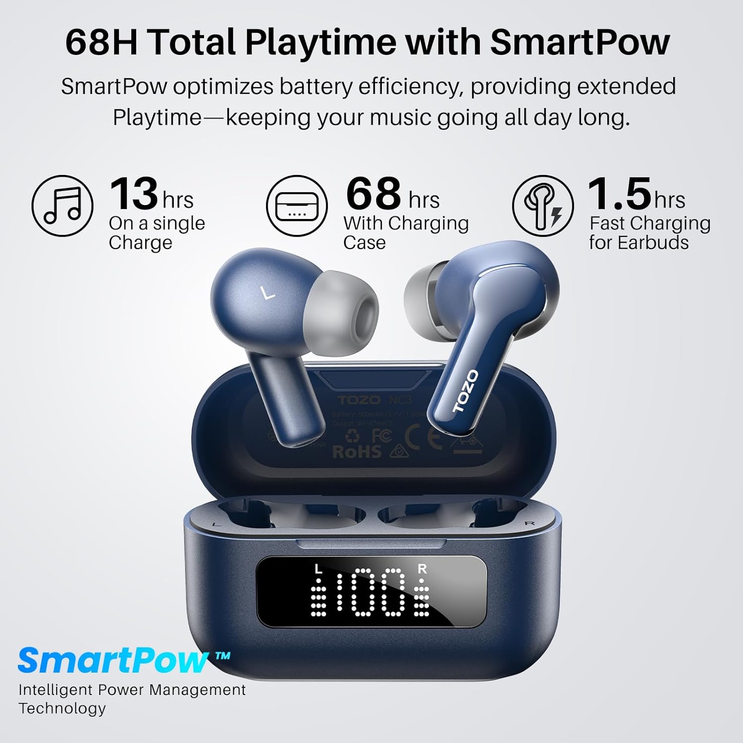 AUDÍFONOS IN-EAR TOZO NC3 HYBRID ACTIVE NOISE CANCELLING 68H PLAYTIME - 4