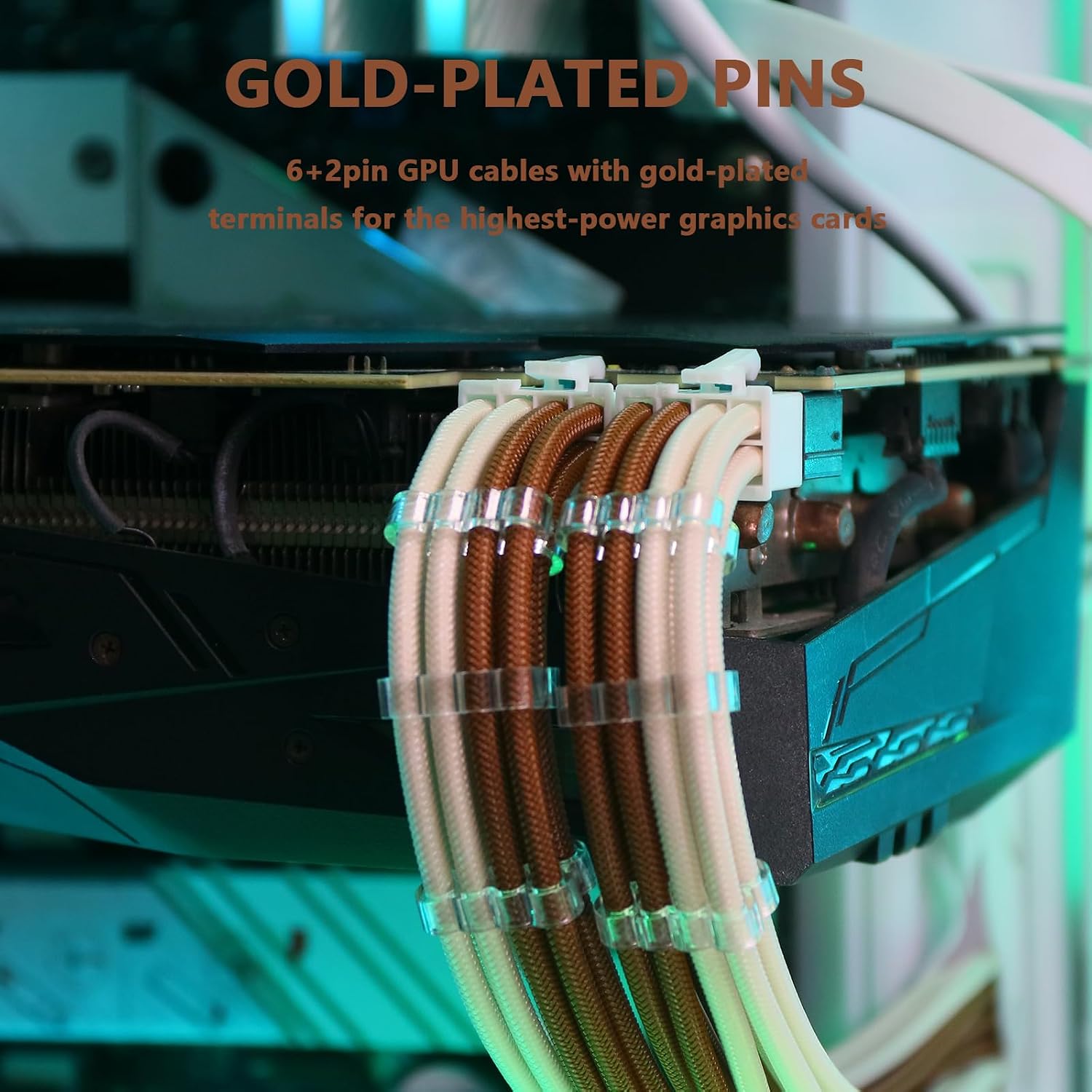 EXTENSIÓN DE CABLE PARA FUENTE DE PODER SIRLYR 4 KITS 24 PINES Y 8 PINES PCIE BEIGE MARRÓN - 4
