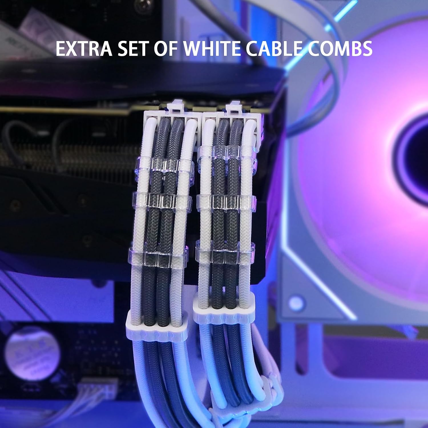 EXTENSIONES DE CABLES PARA FUENTE DE PODER SIRLYR 1X24PIN ATX 1X8 (4+4) PIN EPS 2X8 (6+2) GPU GRIS BLANCO 4 PIEZAS - 5