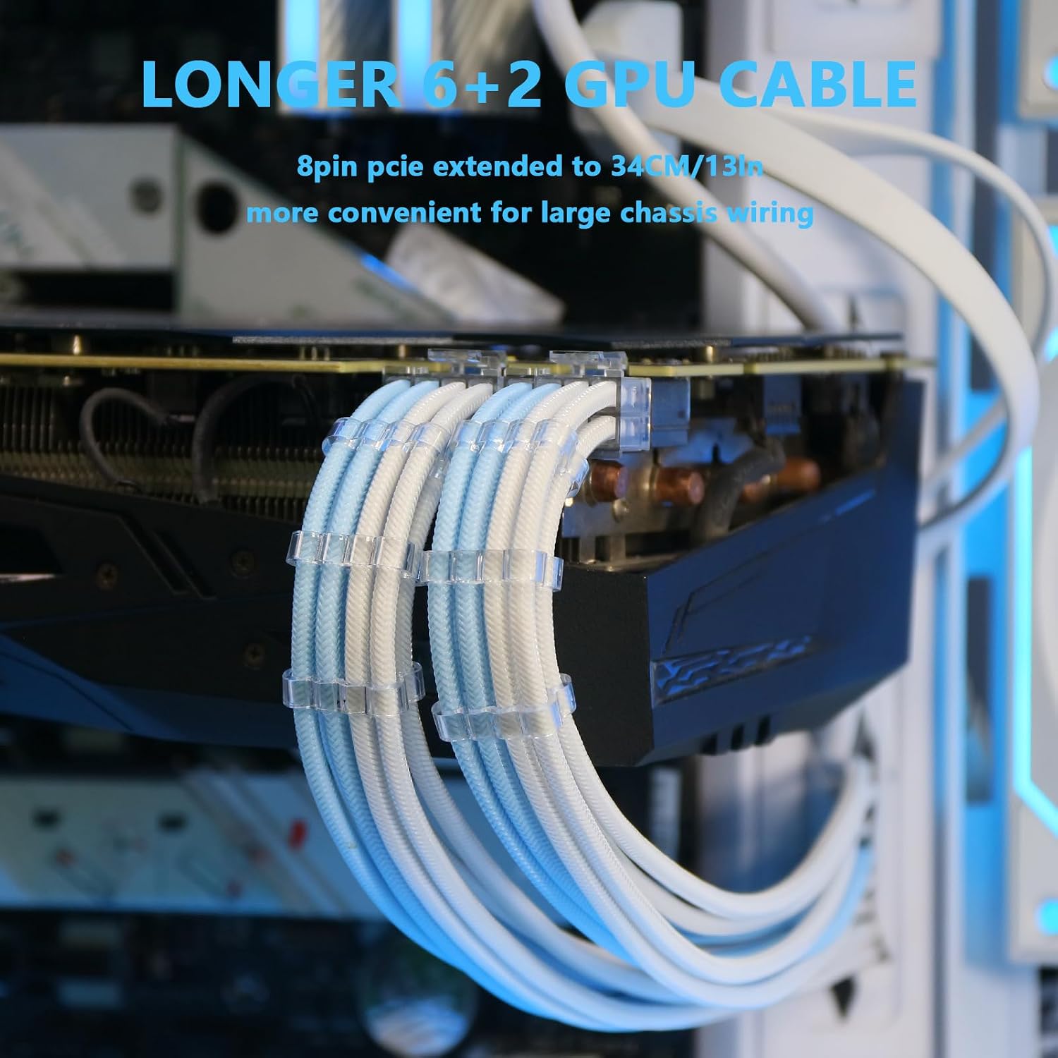KIT DE CABLES DE EXTENSIÓN PSU SIRLYR 24/8 PINES AZUL Y BLANCO PRECURVADOS - 3