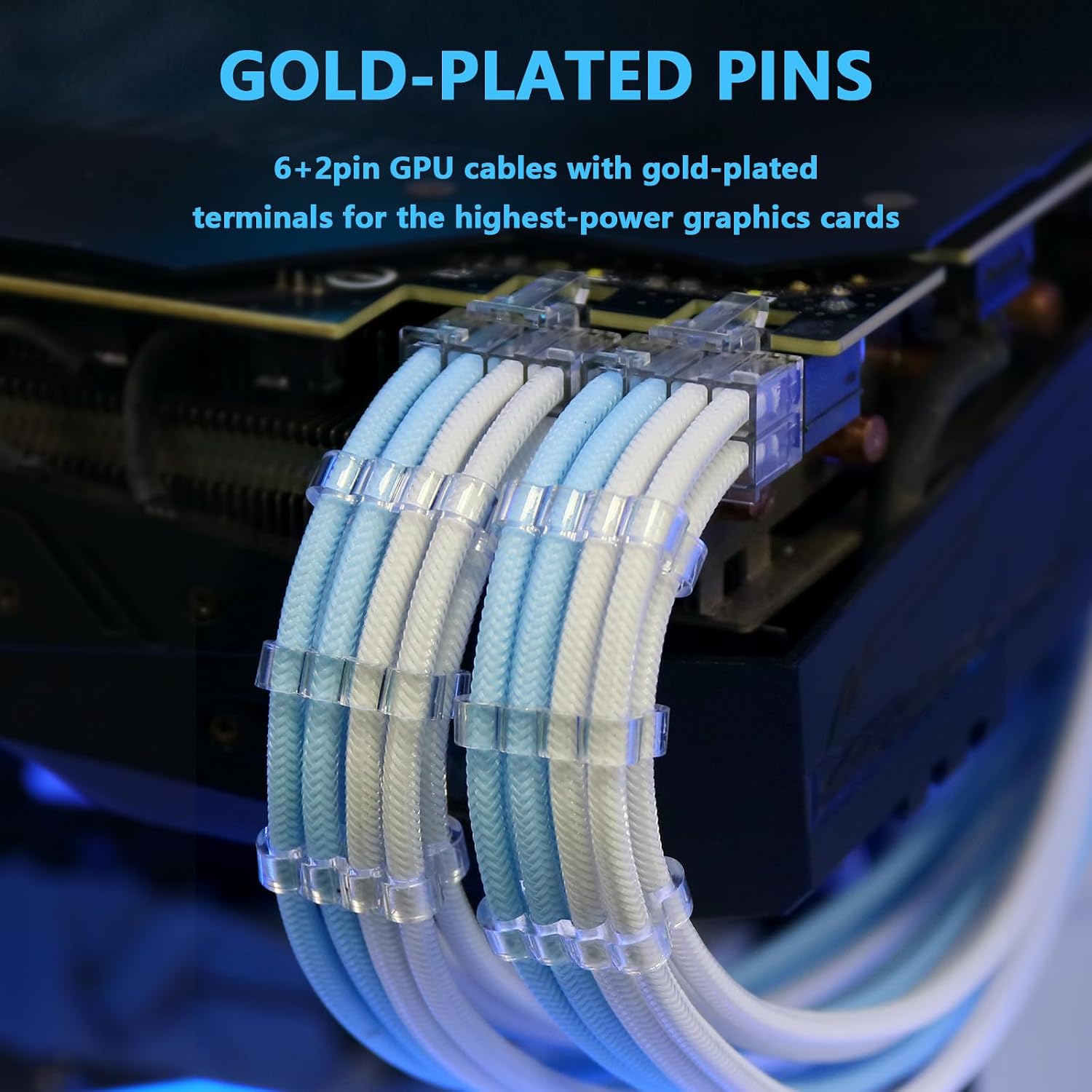 KIT DE CABLES DE EXTENSIÓN PSU SIRLYR 24/8 PINES AZUL Y BLANCO PRECURVADOS - 5