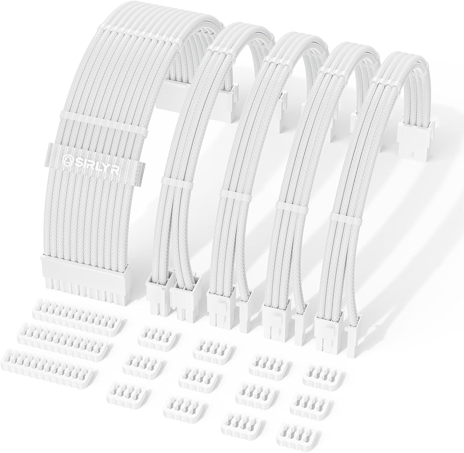 KIT DE EXTENSIÓN DE CABLES PARA FUENTE DE PODER SIRLYR 16AWG 5 PIEZAS BLANCO BRILLANTE - 1