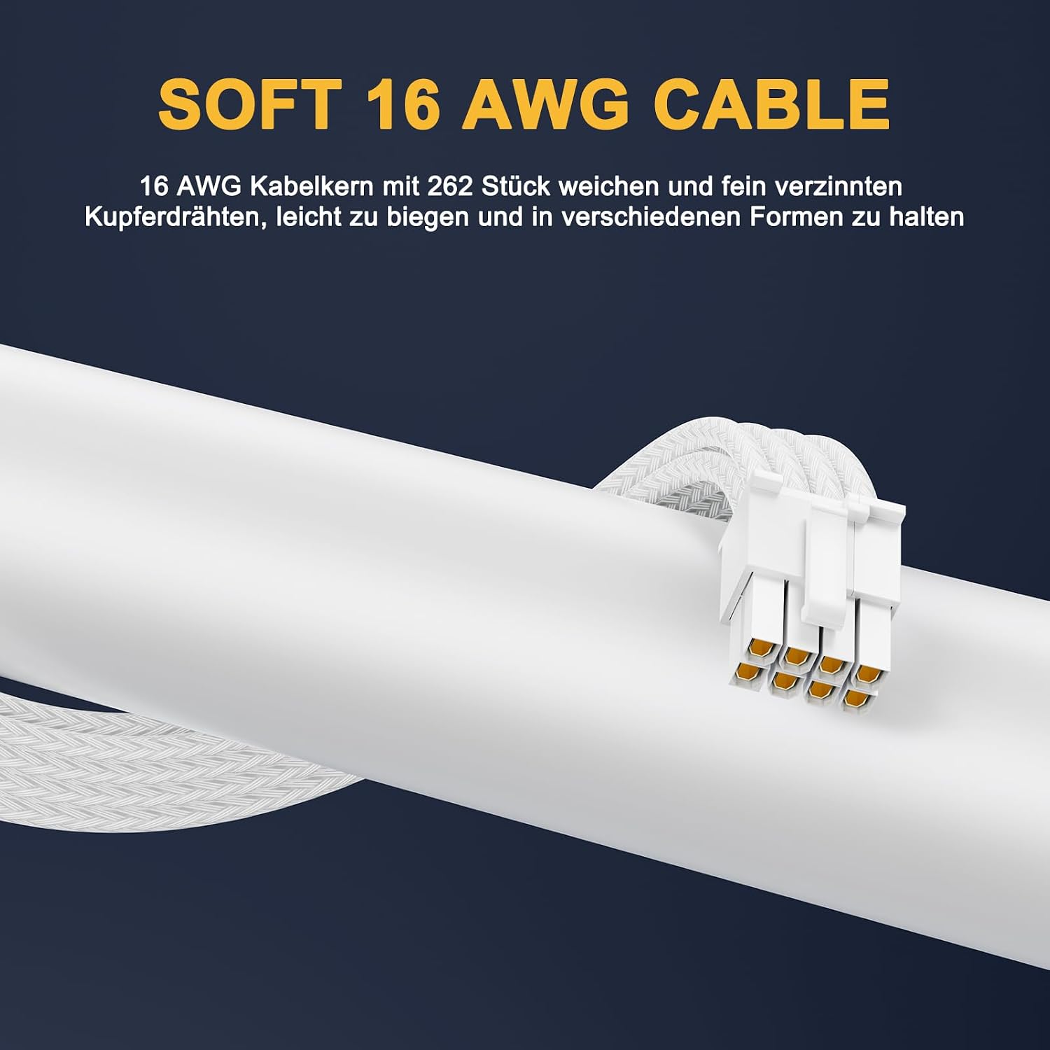 KIT DE EXTENSIÓN DE CABLES PARA FUENTE DE PODER SIRLYR 16AWG 5 PIEZAS BLANCO BRILLANTE - 3