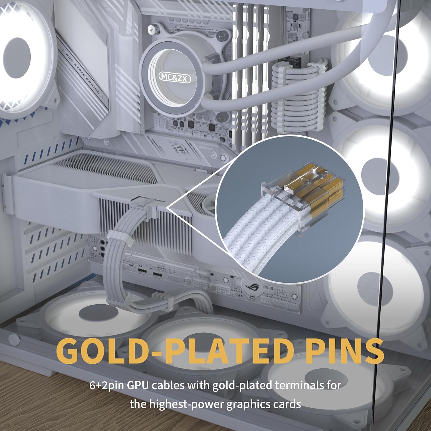 KIT DE EXTENSIÓN DE CABLES PARA FUENTE DE PODER SIRLYR 16AWG 5 PIEZAS BLANCO BRILLANTE - 4