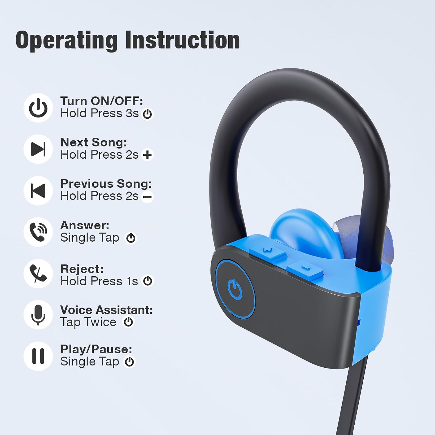 AUDÍFONOS BLUETOOTH JOYWISE IN-EAR IPX7 AZUL - 2