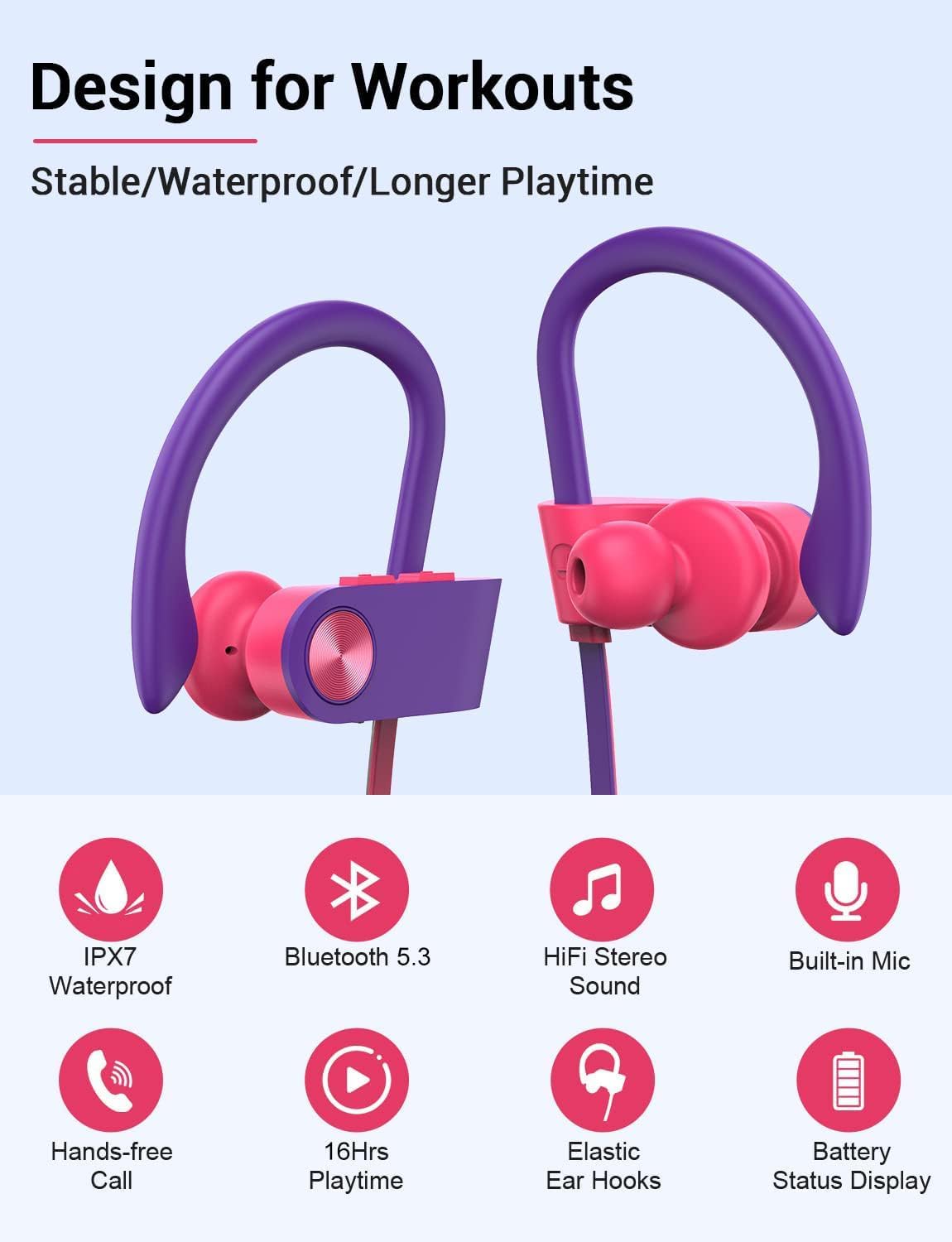 AUDÍFONOS IN-EAR STIIVE BLUETOOTH 5.3 SPORT WATERPROOF IPX7 - 2