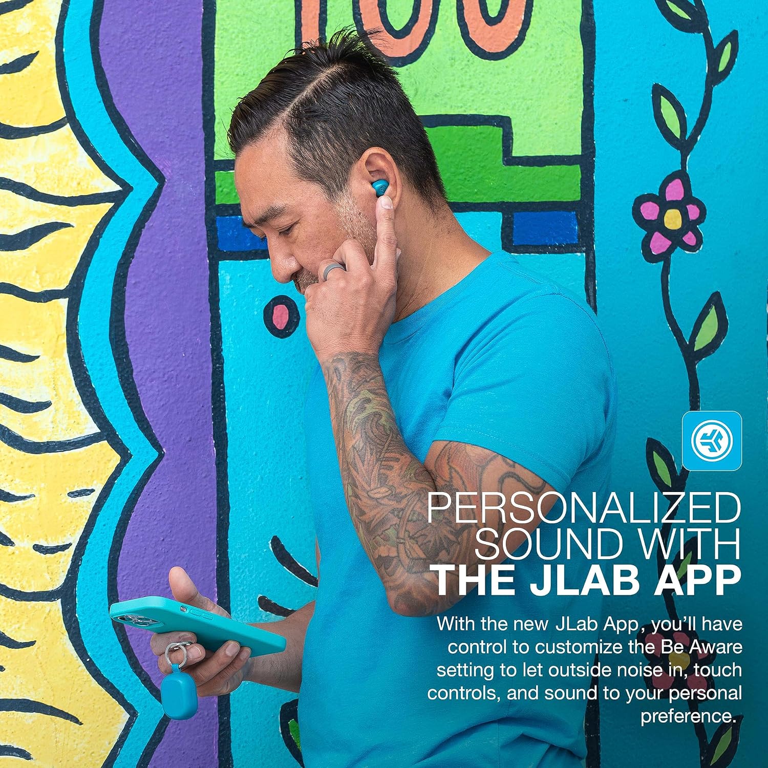 AUDÍFONOS TRUE WIRELESS JLAB JBUDS MINI BLUETOOTH MULTIPOINT VERDE AZULADO - 5