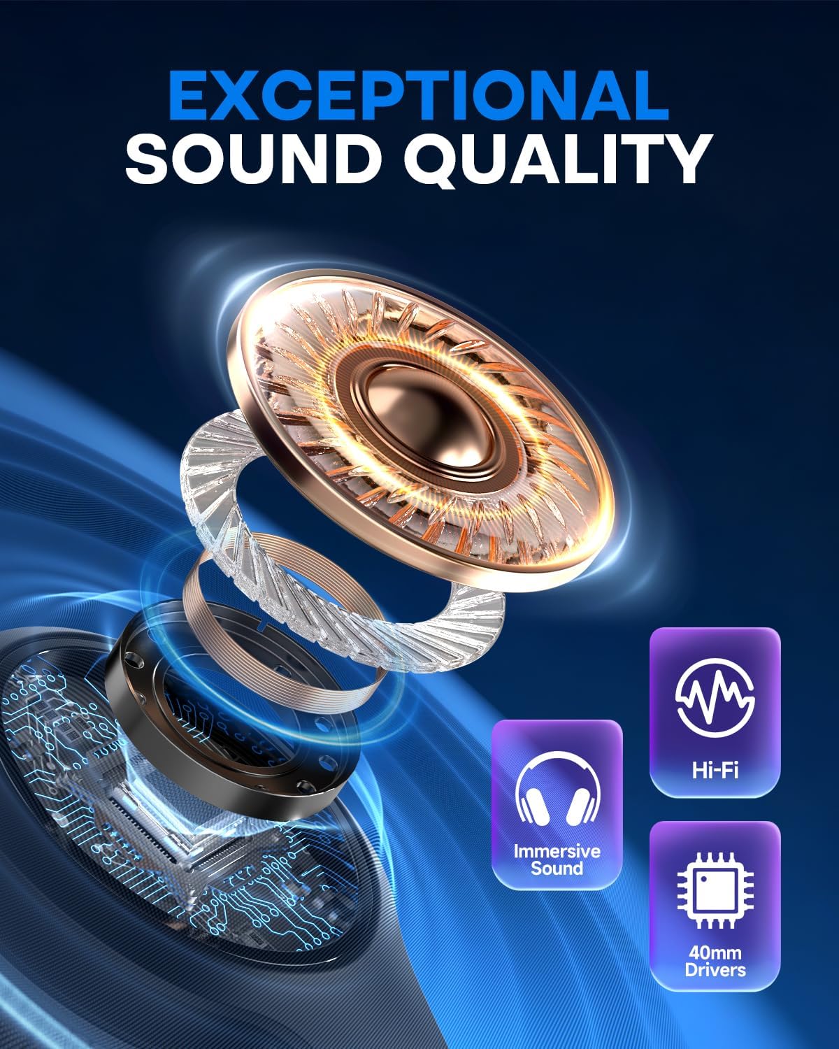 AUDÍFONOS BLUETOOTH TUNEFLUX T7 OVER-EAR 70 HORAS NEGRO - 3