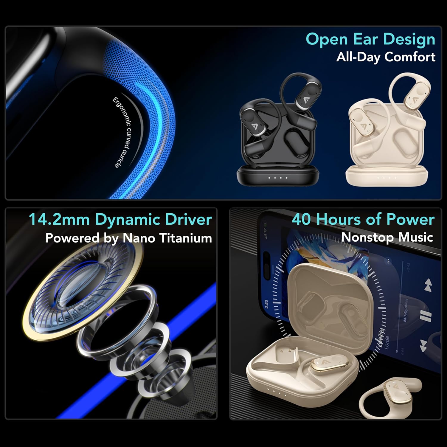 AUDÍFONOS INALÁMBRICOS ALPSND JOY OPEN-EAR BLUETOOTH 5.4 - 3