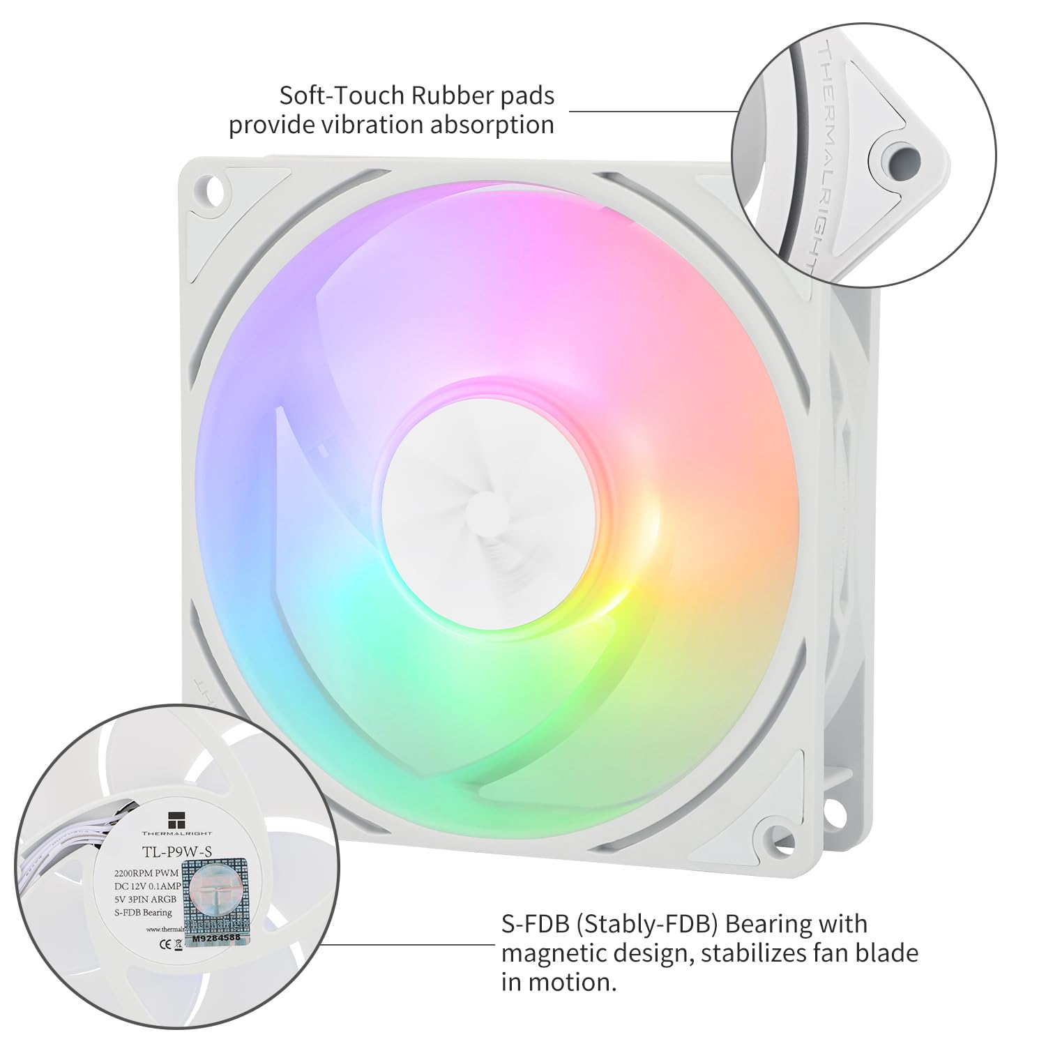 COOLER PARA CPU THERMALRIGHT TL-P9W-S 92MM BLANCO ARGB 2200RPM - 5