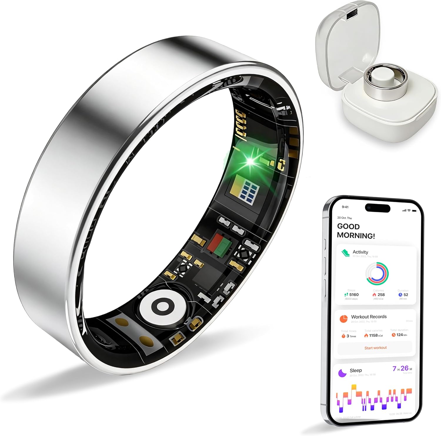 ANILLO INTELIGENTE BIEMHA PARA SALUD Y EJERCICIO PLATEADO TALLA 7 - 1