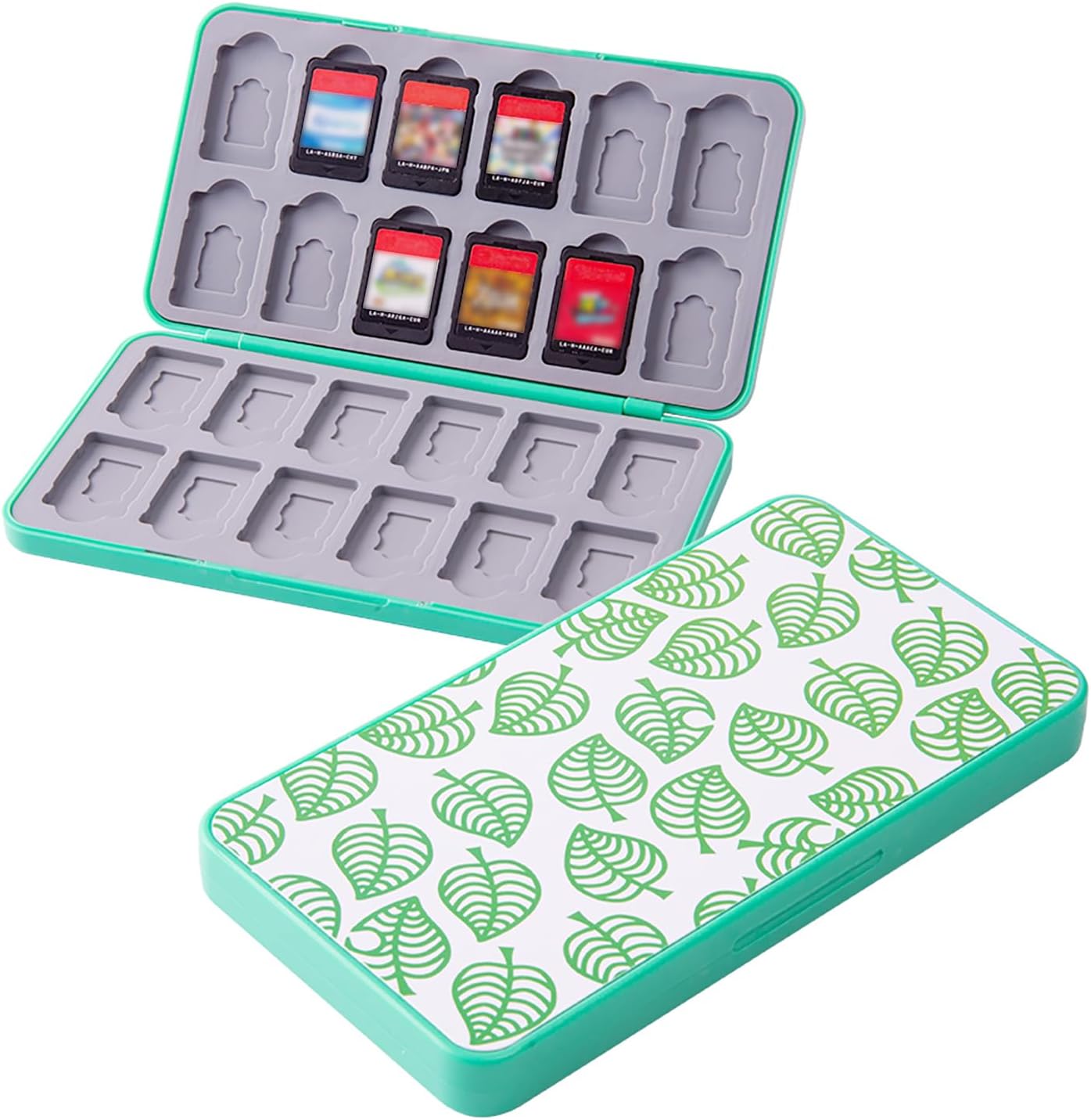 ESTUCHE PARA TARJETAS DE JUEGOS PERFECTSIGHT COMPATIBLE CON NINTENDO SWITCH 24 JUEGOS VERDE HOJA - 1