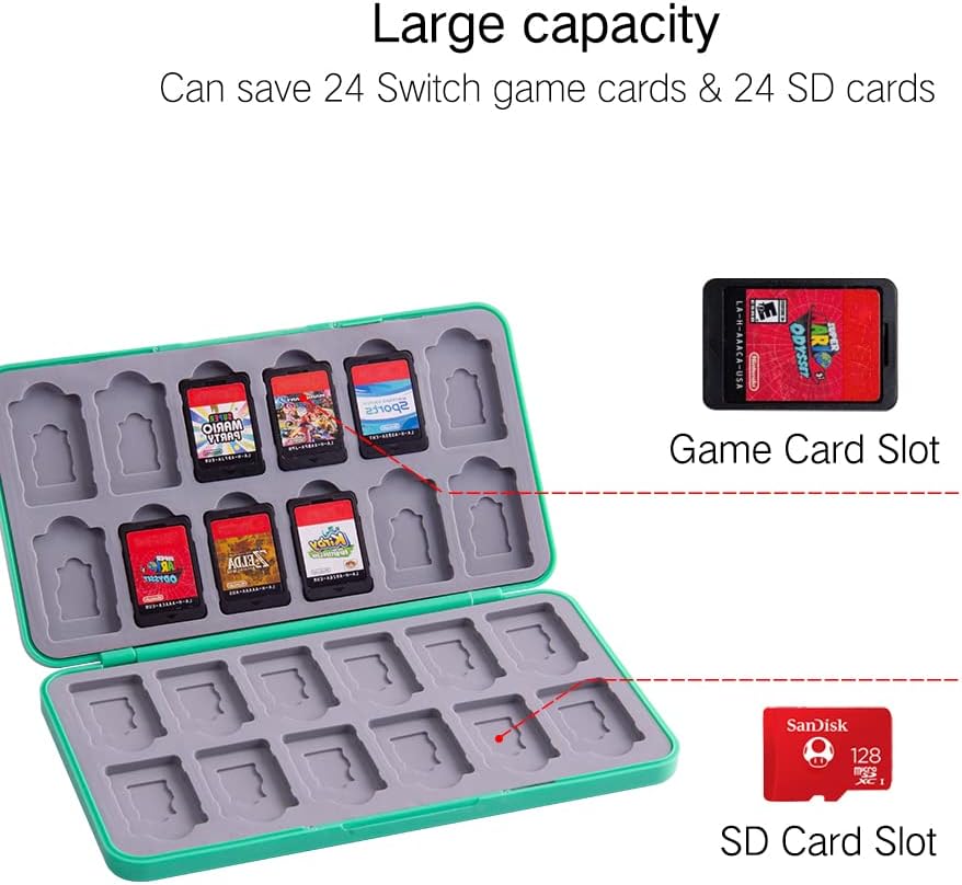 ESTUCHE PARA TARJETAS DE JUEGOS PERFECTSIGHT COMPATIBLE CON NINTENDO SWITCH 24 JUEGOS VERDE HOJA - 2