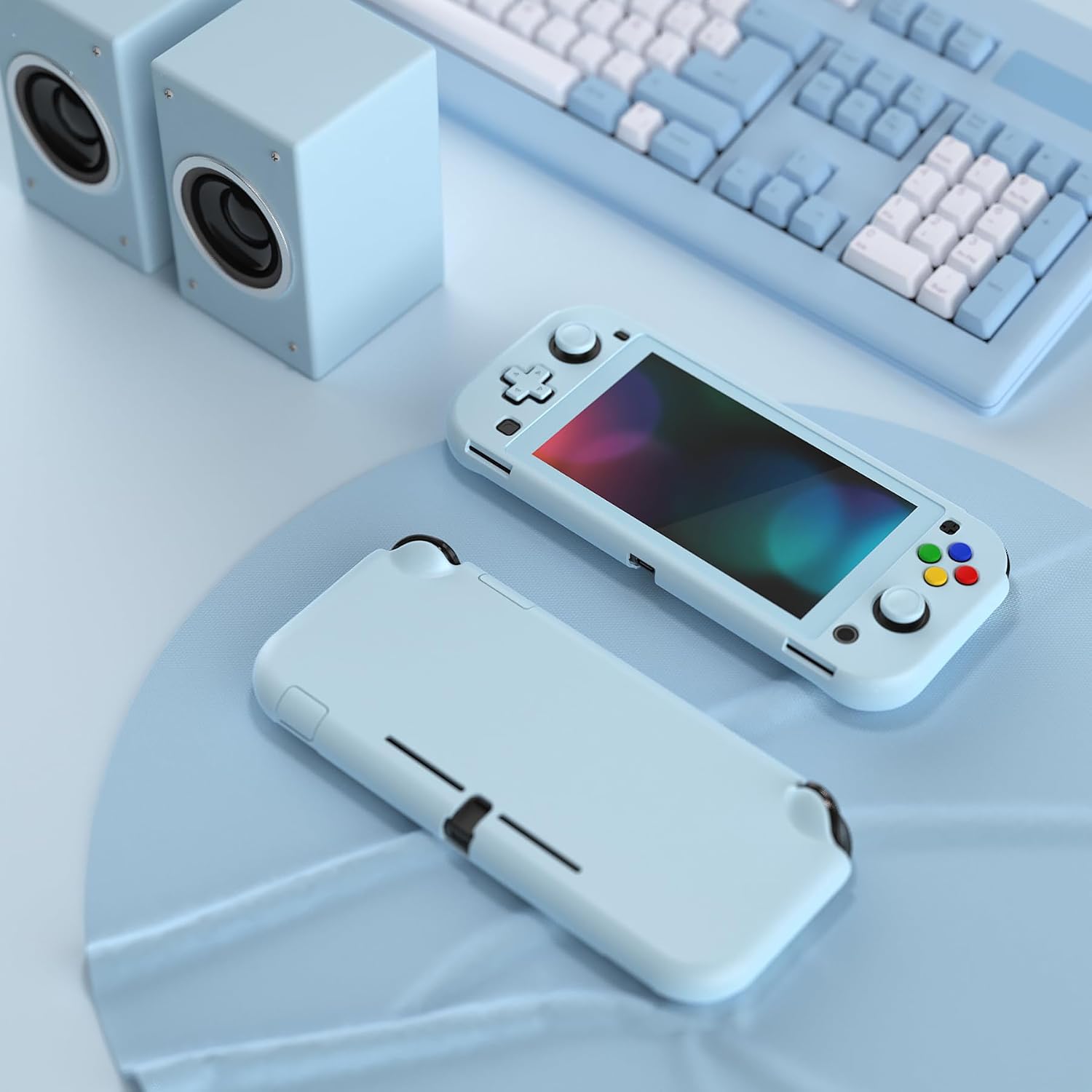 FUNDA PROTECTORA EXTREMERATE PLAYVITAL HEAVEN AZUL PARA NINTENDO SWITCH LITE CON PROTECTOR DE PANTALLA Y ACCESORIOS - 3