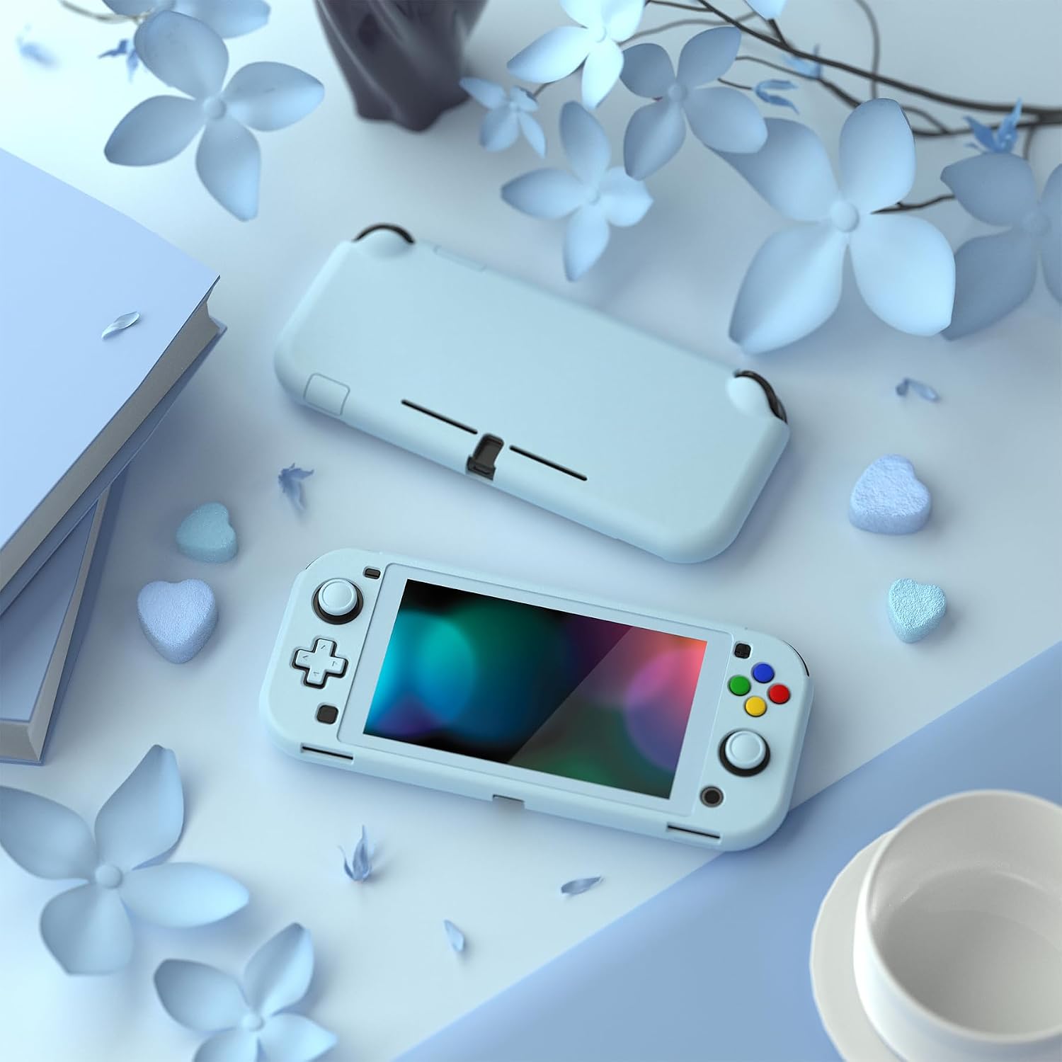 FUNDA PROTECTORA EXTREMERATE PLAYVITAL HEAVEN AZUL PARA NINTENDO SWITCH LITE CON PROTECTOR DE PANTALLA Y ACCESORIOS - 4
