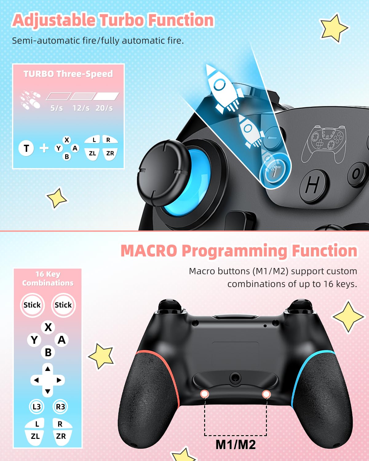KIT DE ACCESORIOS 17 EN 1 PARA NINTENDO SWITCH 2 MENEEA CONTROLADOR NEGRO - 4