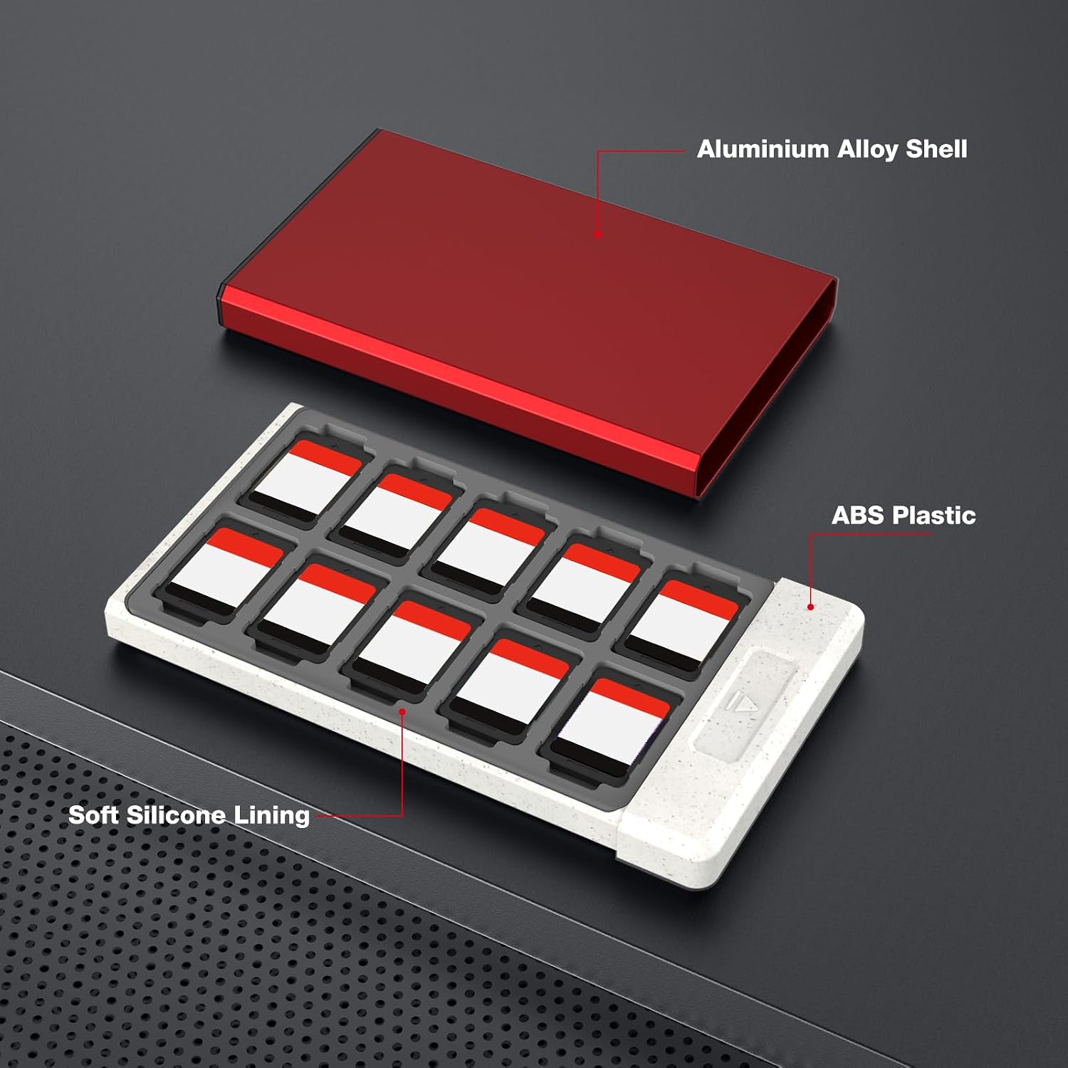 ESTUCHE PARA JUEGOS SWITCH HEIYING CON 40 RANURAS PARA SWITCH 2 Y TARJETAS MICRO SD - 4