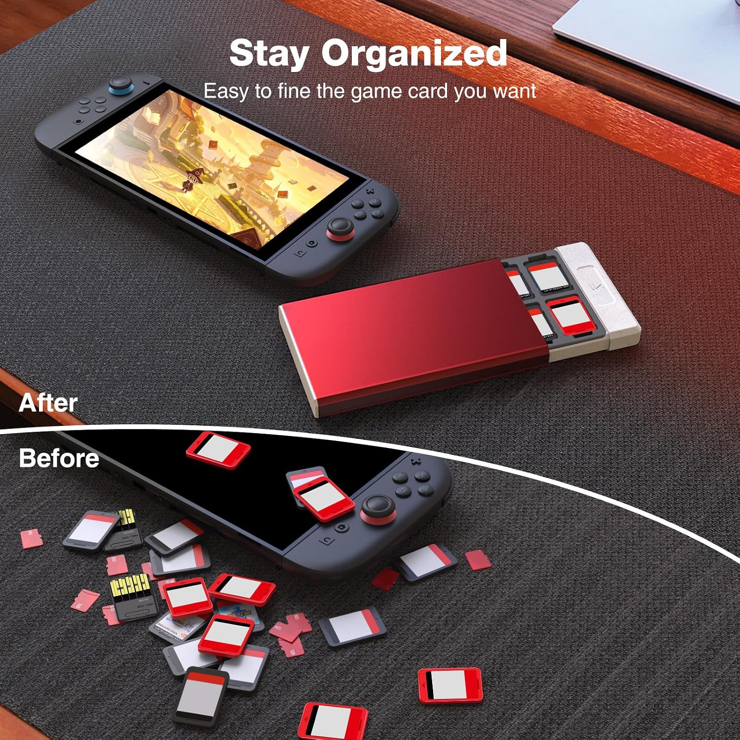 ESTUCHE PARA JUEGOS SWITCH HEIYING CON 40 RANURAS PARA SWITCH 2 Y TARJETAS MICRO SD - 5