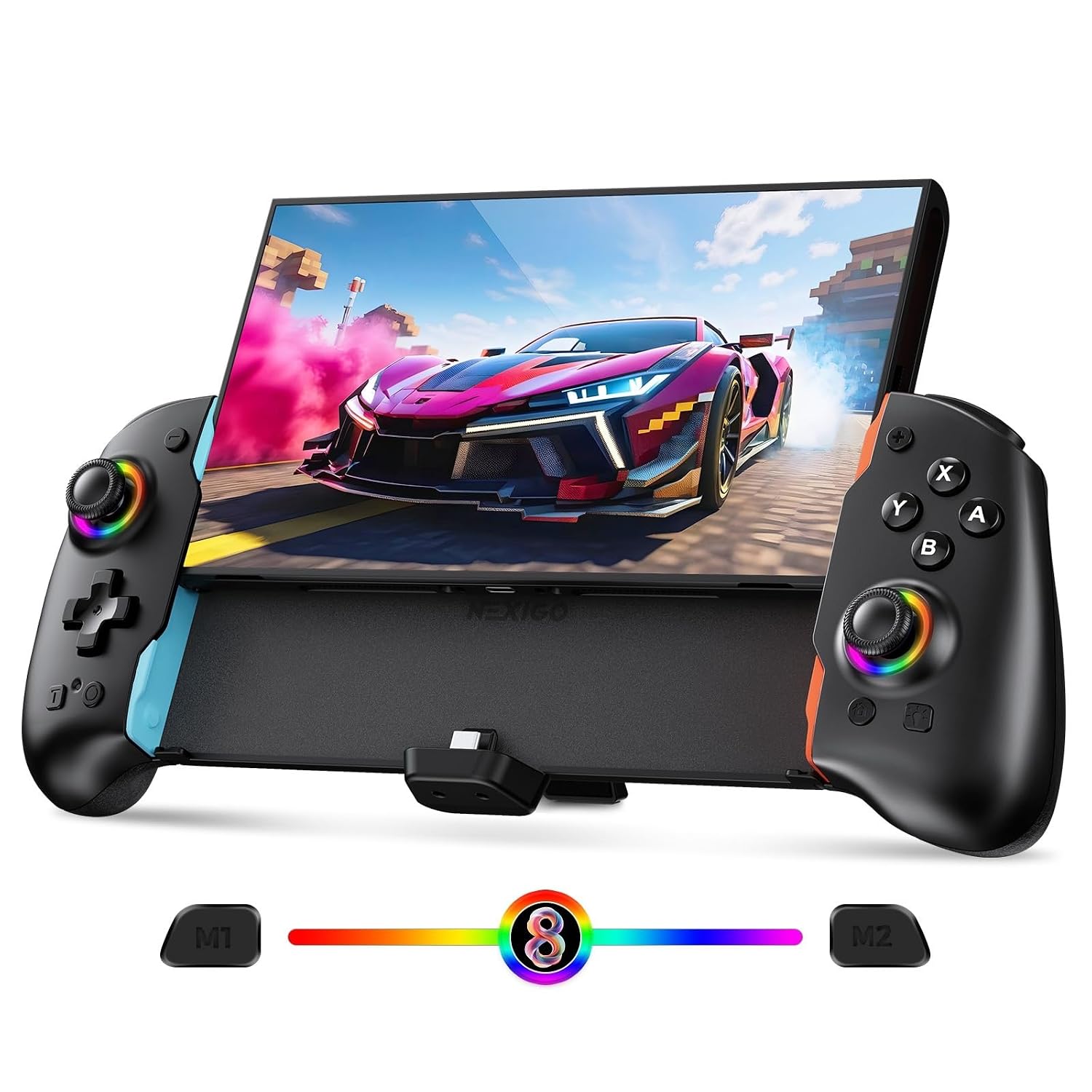 CONTROL PARA NINTENDO SWITCH NEXIGO HALL EFFECT GRIPCON CON SALIDA 4K HDMI Y LUCES RGB NEGRO - 1