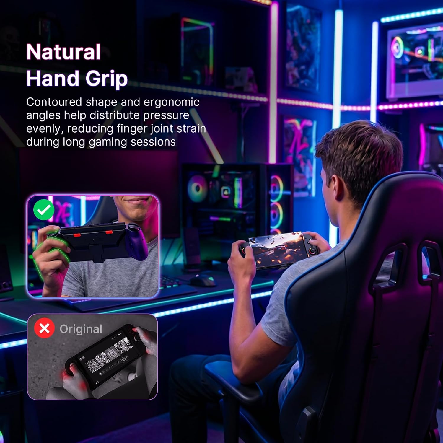 CONTROL PARA NINTENDO SWITCH NEXIGO HALL EFFECT GRIPCON CON SALIDA 4K HDMI Y LUCES RGB NEGRO - 3