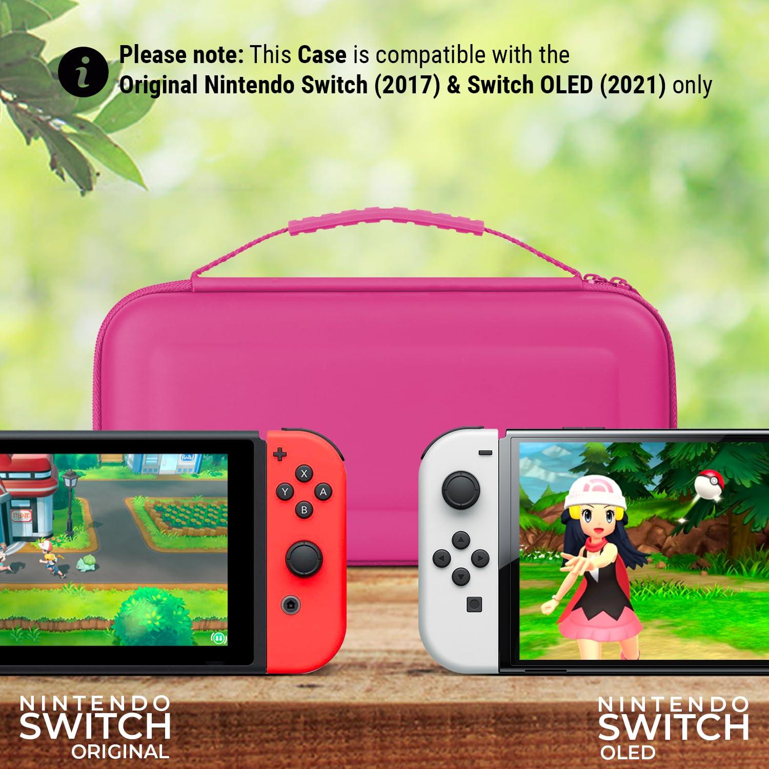 ESTUCHE RÍGIDO ORZLY PARA NINTENDO SWITCH Y SWITCH OLED COLOR ROSA - 2