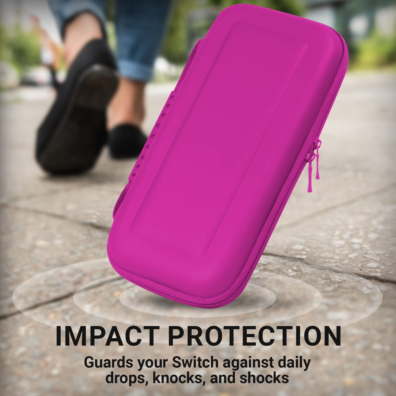 ESTUCHE RÍGIDO ORZLY PARA NINTENDO SWITCH Y SWITCH OLED COLOR ROSA - 5