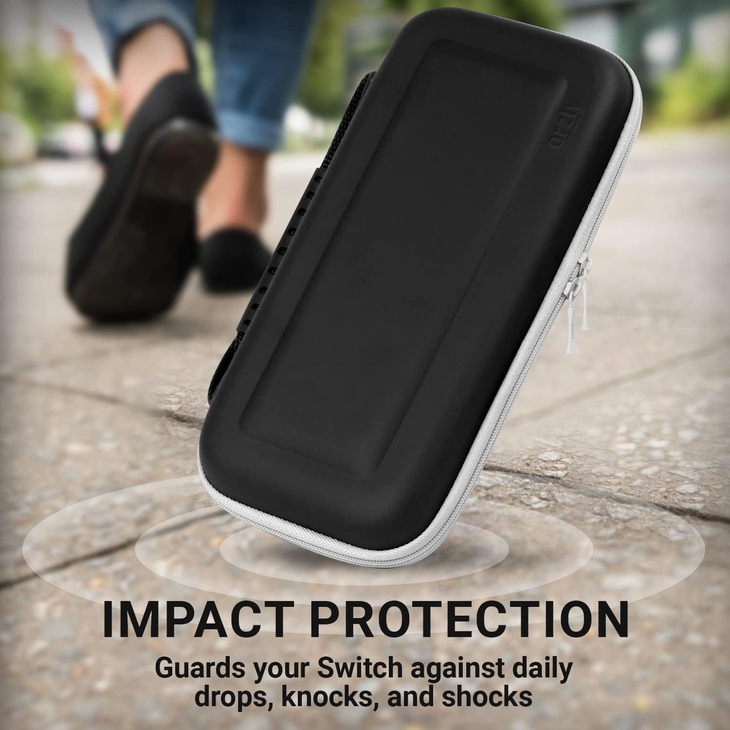 ESTUCHE ORZLY PARA NINTENDO SWITCH OLED CON COMPARTIMENTOS PARA ACCESORIOS Y JUEGOS NEGRO - 4