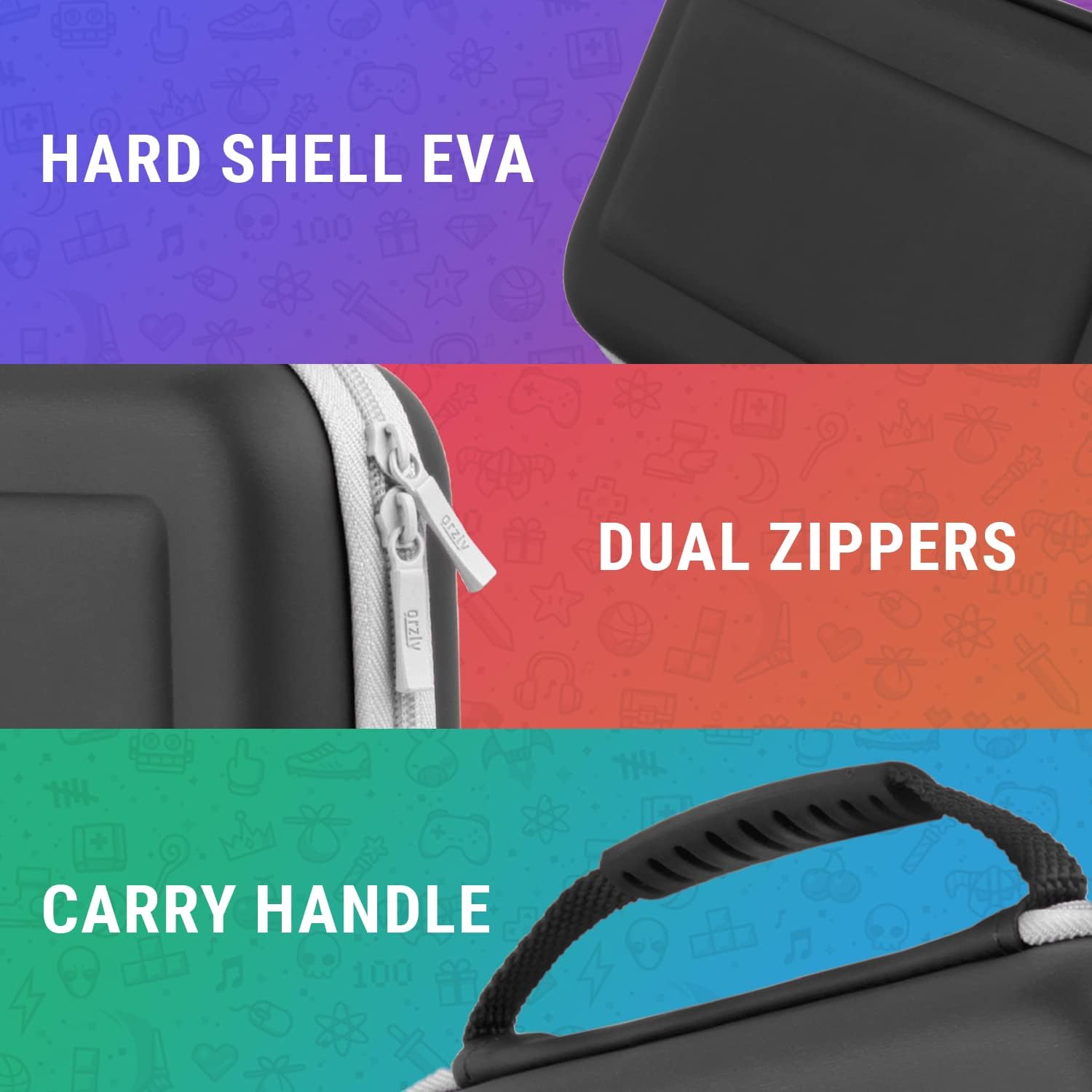 ESTUCHE ORZLY PARA NINTENDO SWITCH OLED CON COMPARTIMENTOS PARA ACCESORIOS Y JUEGOS NEGRO - 5
