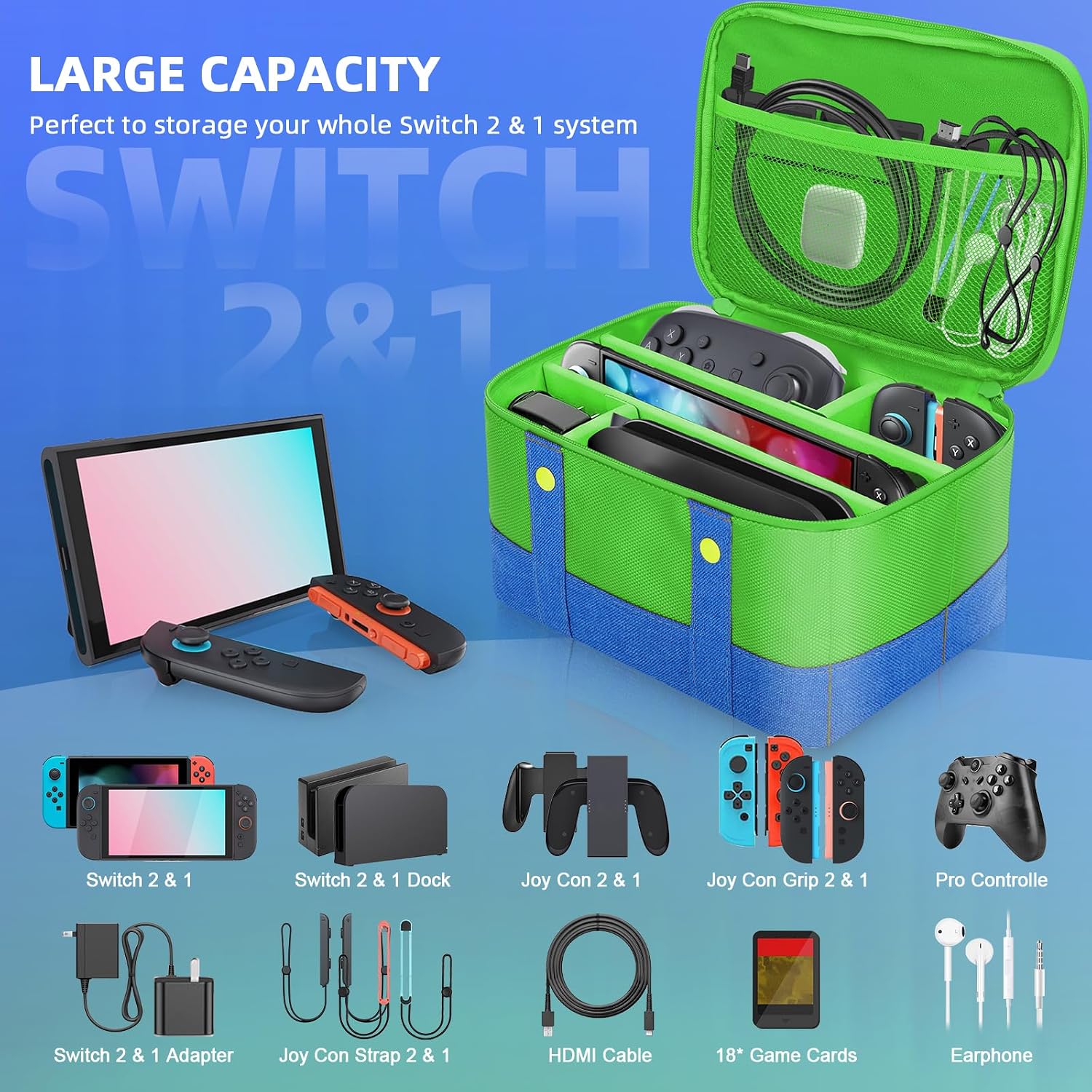 ESTUCHE PARA NINTENDO SWITCH VADAXX CUTE CARRY CASE VERDE - 3