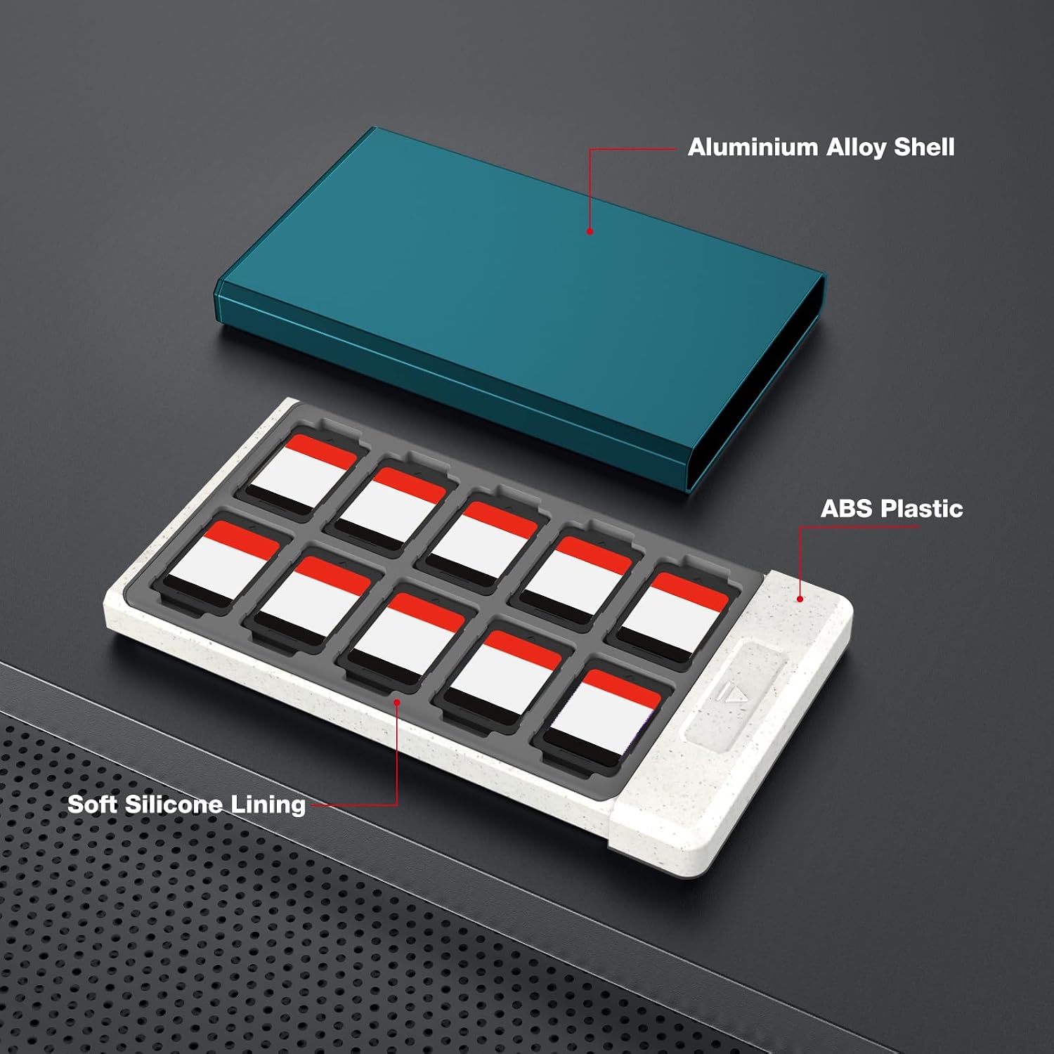 ESTUCHE PARA JUEGOS SWITCH HEIYING CON 40 RANURAS PARA SWITCH 2 Y TARJETAS MICRO SD - 4