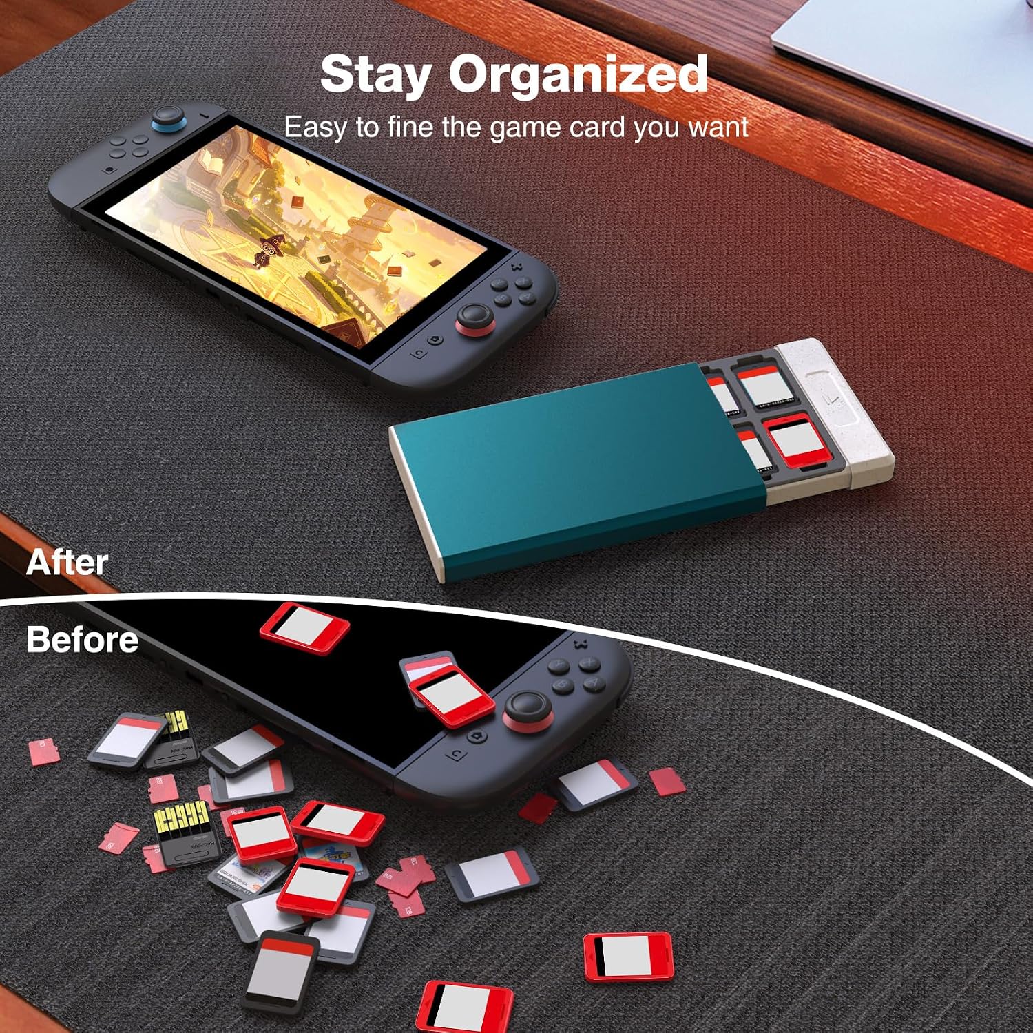 ESTUCHE PARA JUEGOS SWITCH HEIYING CON 40 RANURAS PARA SWITCH 2 Y TARJETAS MICRO SD - 5