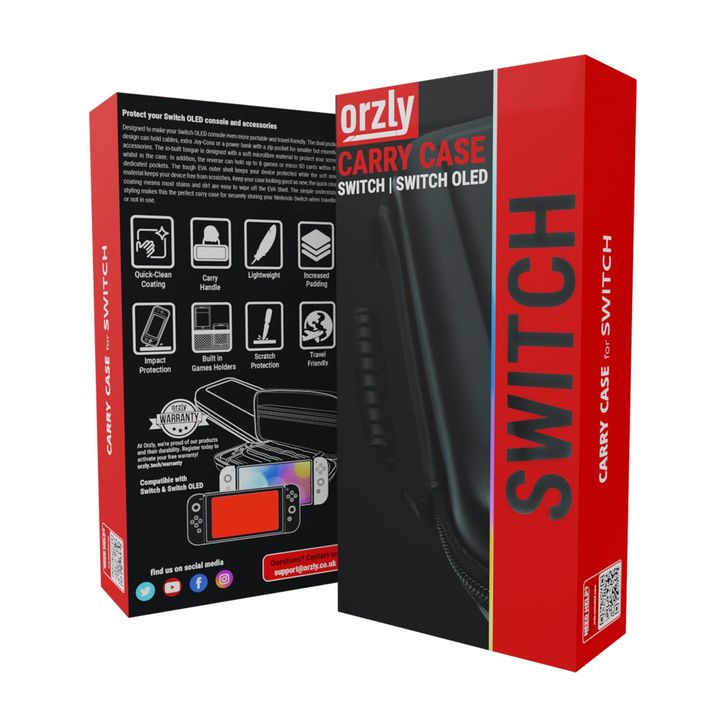 ESTUCHE RÍGIDO ORZLY PARA NINTENDO SWITCH OLED Y SWITCH ROJO - 3