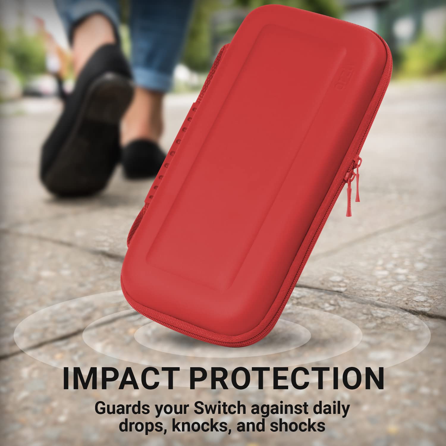 ESTUCHE RÍGIDO ORZLY PARA NINTENDO SWITCH OLED Y SWITCH ROJO - 4