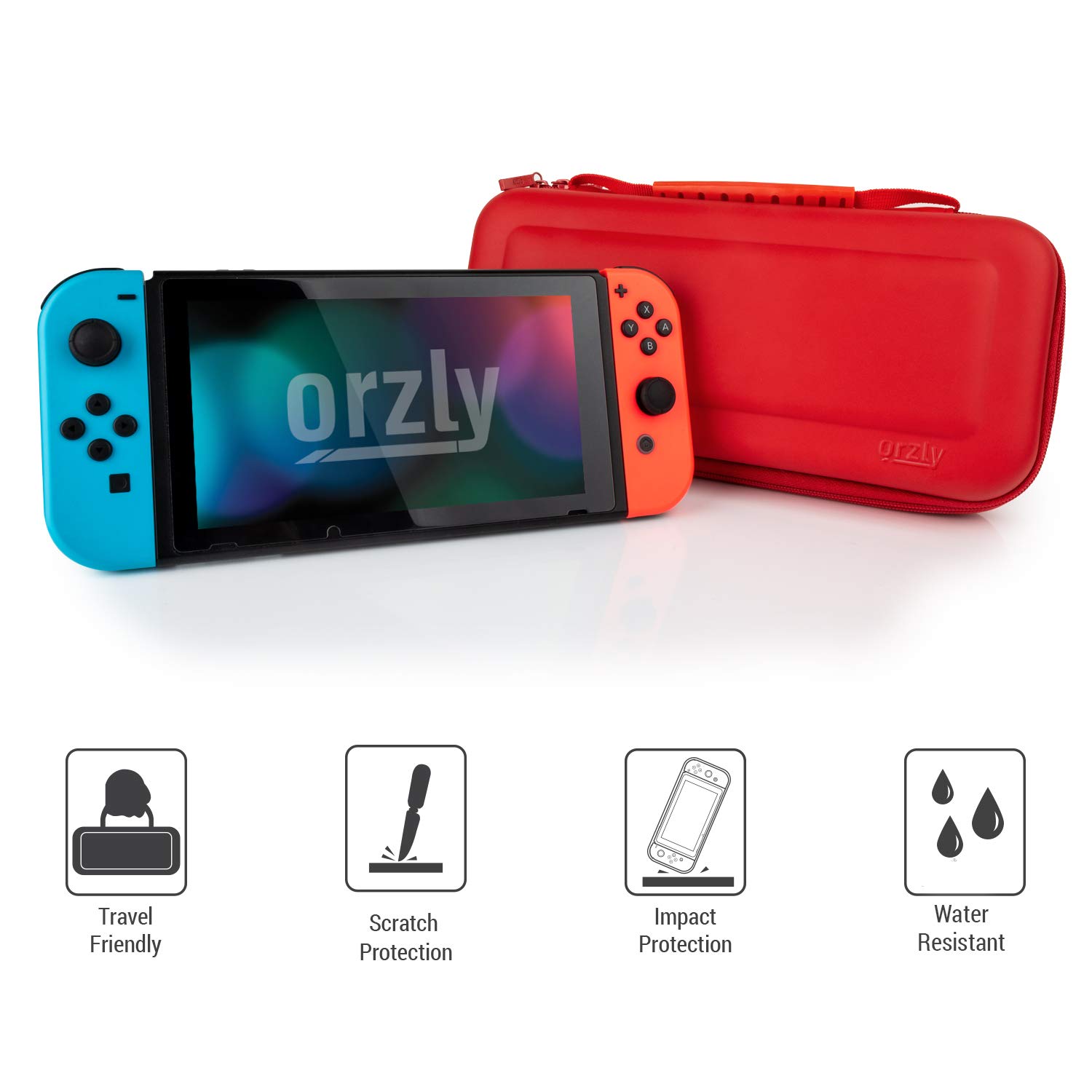 ESTUCHE RÍGIDO ORZLY PARA NINTENDO SWITCH OLED Y SWITCH ROJO - 5